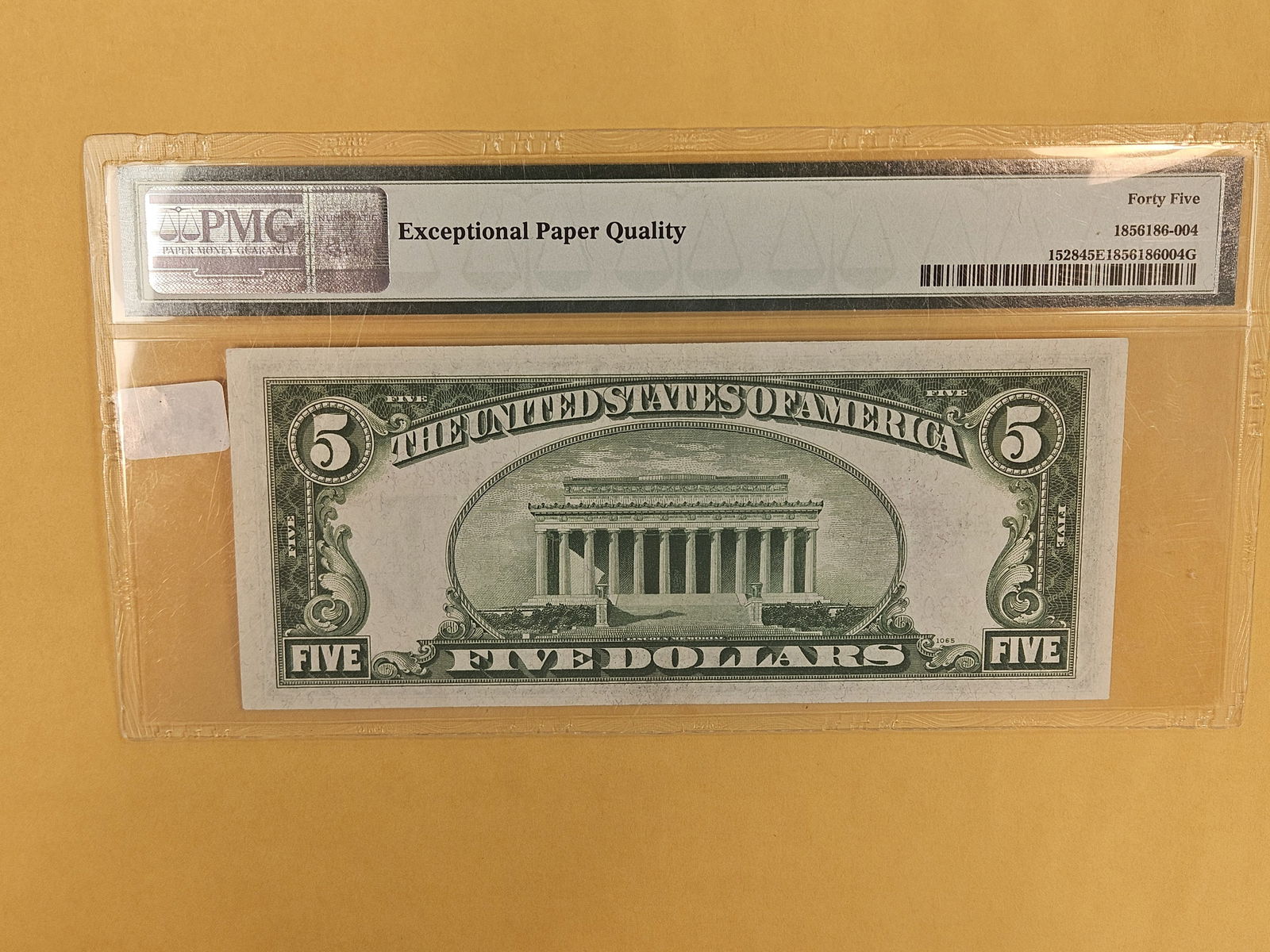 PMG 1928-C Five Dollar Legal Tender Note in Choice Extremely Fine - 45 EPQ - 2