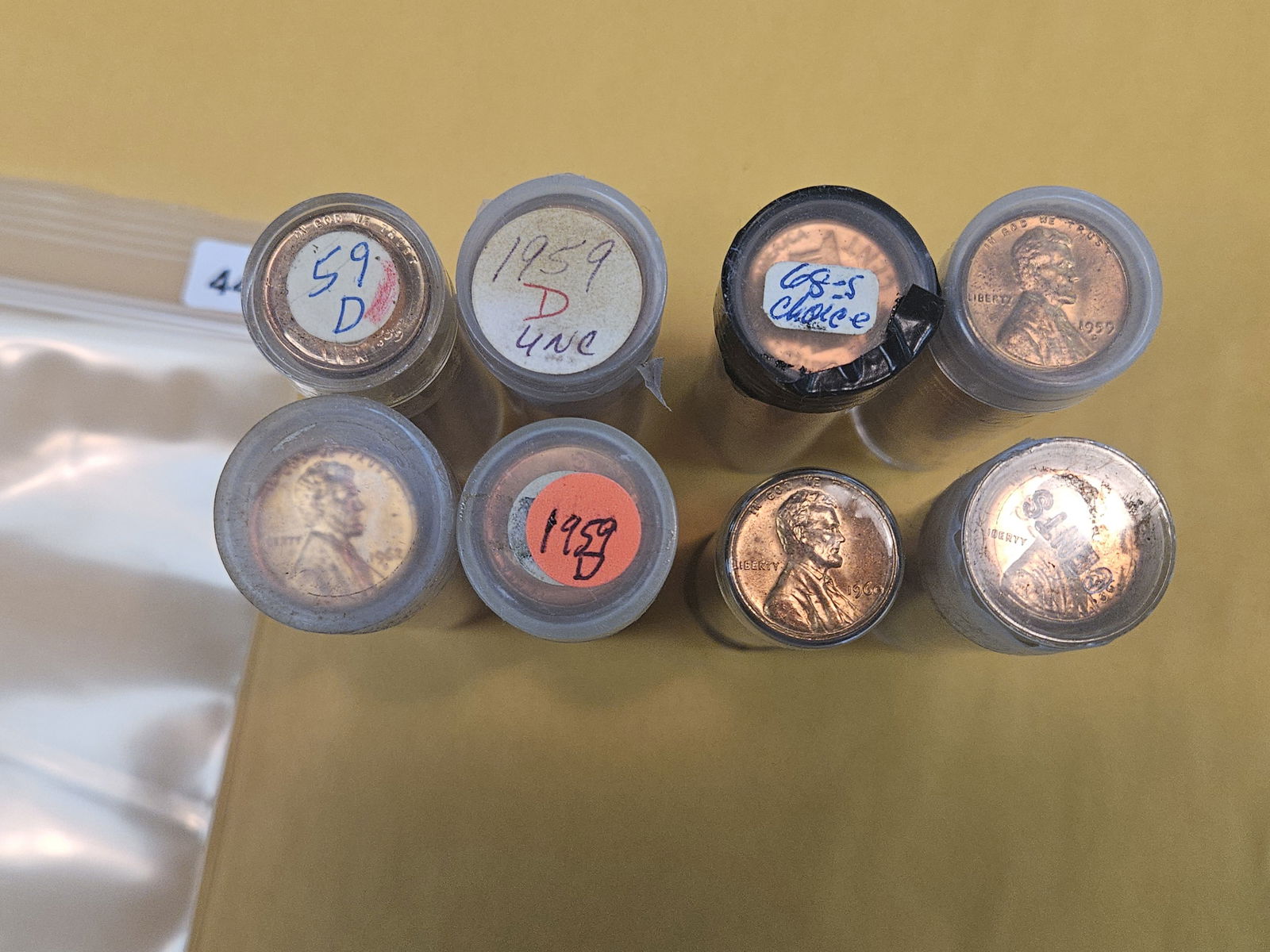 Eight Brilliant Uncirculated rolls of Memorial Cents: All look BU GEM RED from the top, sides and bottom. Didn't open or check 