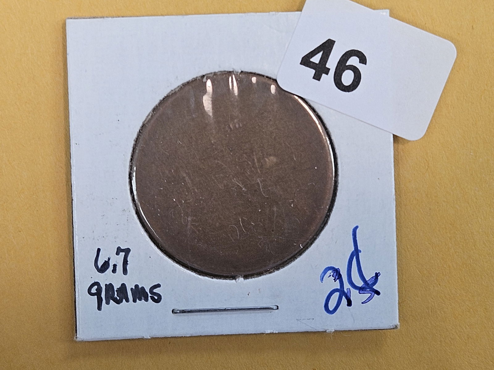MINT ERROR! Rare old Two cent piece Blank planchet: Note from dealer says weighs 6.7 grams. 