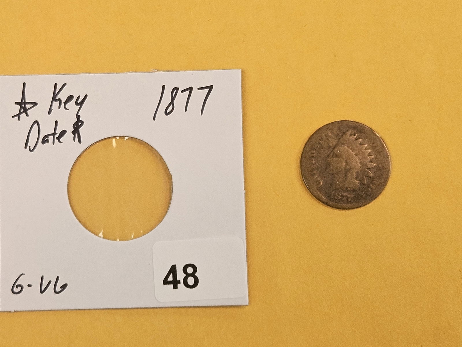 ** KEY DATE ** 1877 Indian cent in G-VG - 2