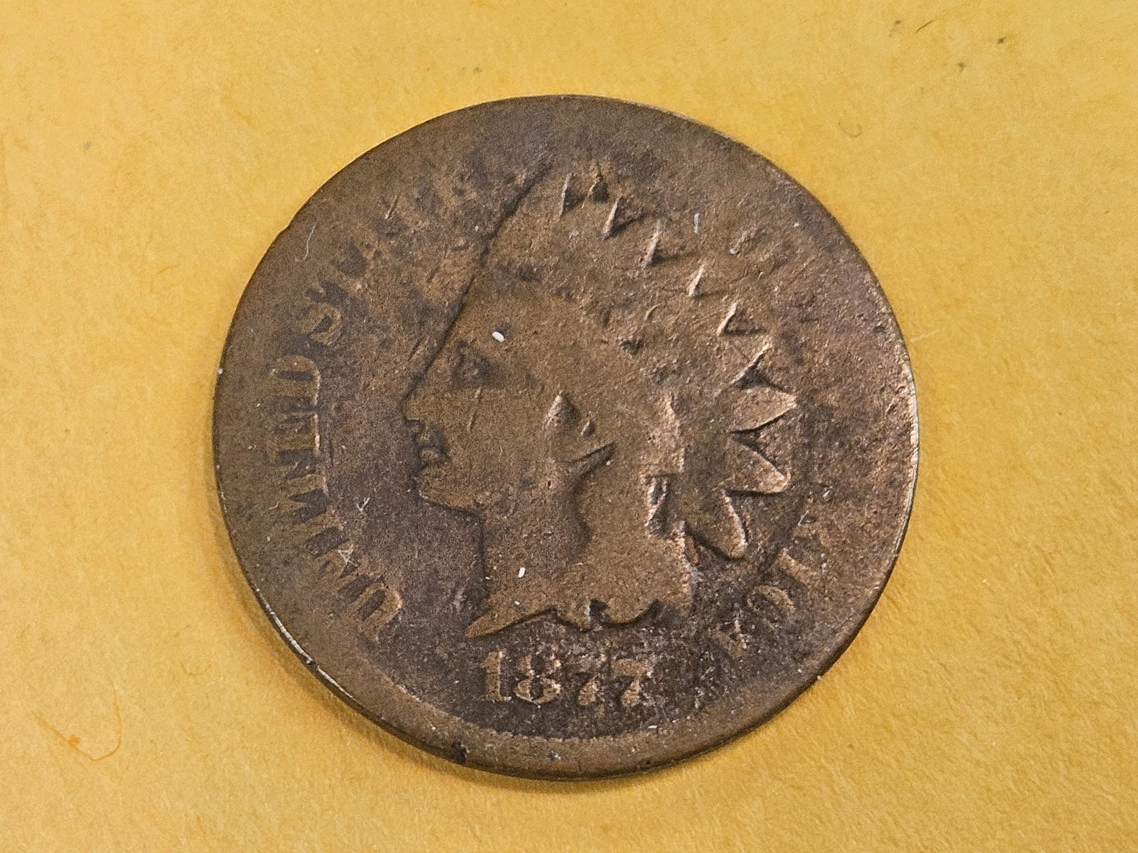 ** KEY DATE ** 1877 Indian cent in G-VG - 3