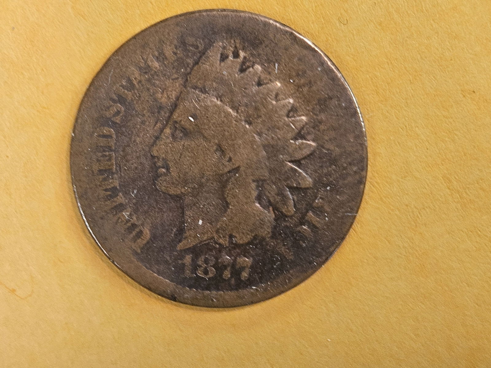 ** KEY DATE ** 1877 Indian cent in G-VG - 4