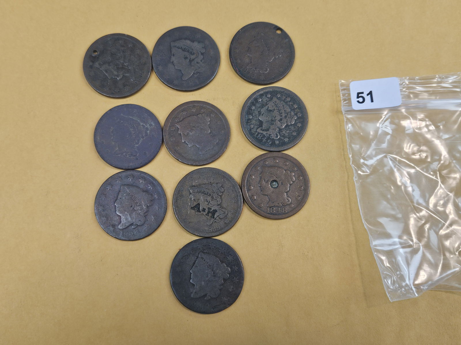 Ten Mixed Large Cents - 2