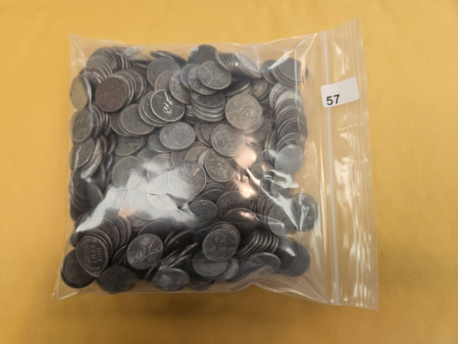 About 2.5 Pounds of Steel Wheat Cents: From dealer. Unsearched by us. Most look circulated 