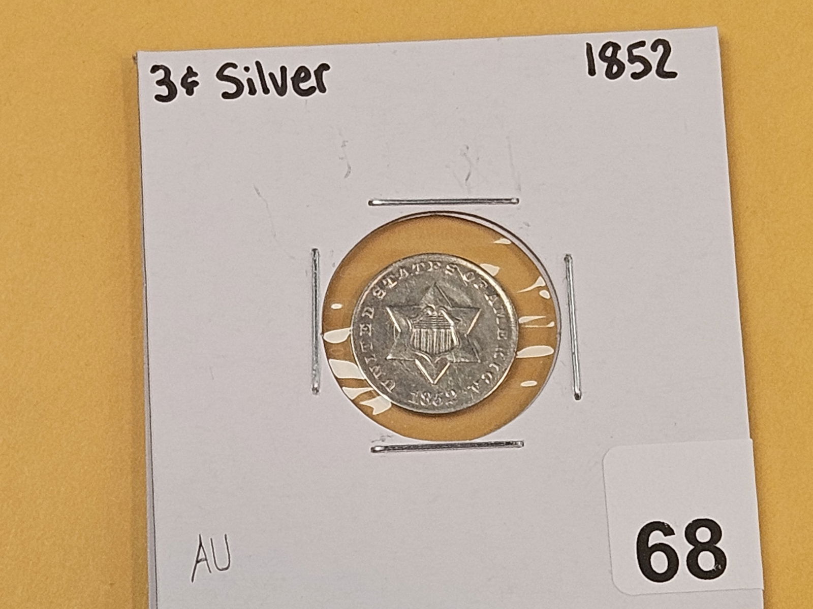 Nicer 1852 Three Cent Silver Trime - 2