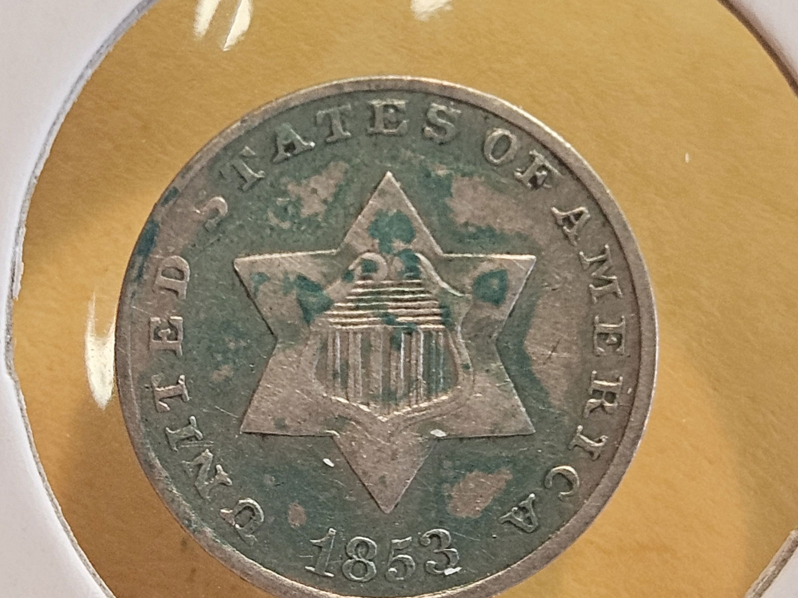 1853 Three Cent Silver Trime in Extra Fine plus - 4