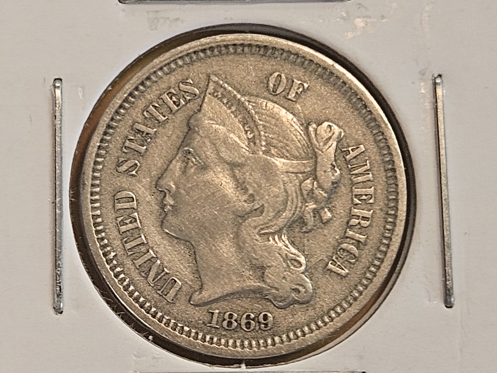 1869 Three Cent Nickel: In Very Fine 