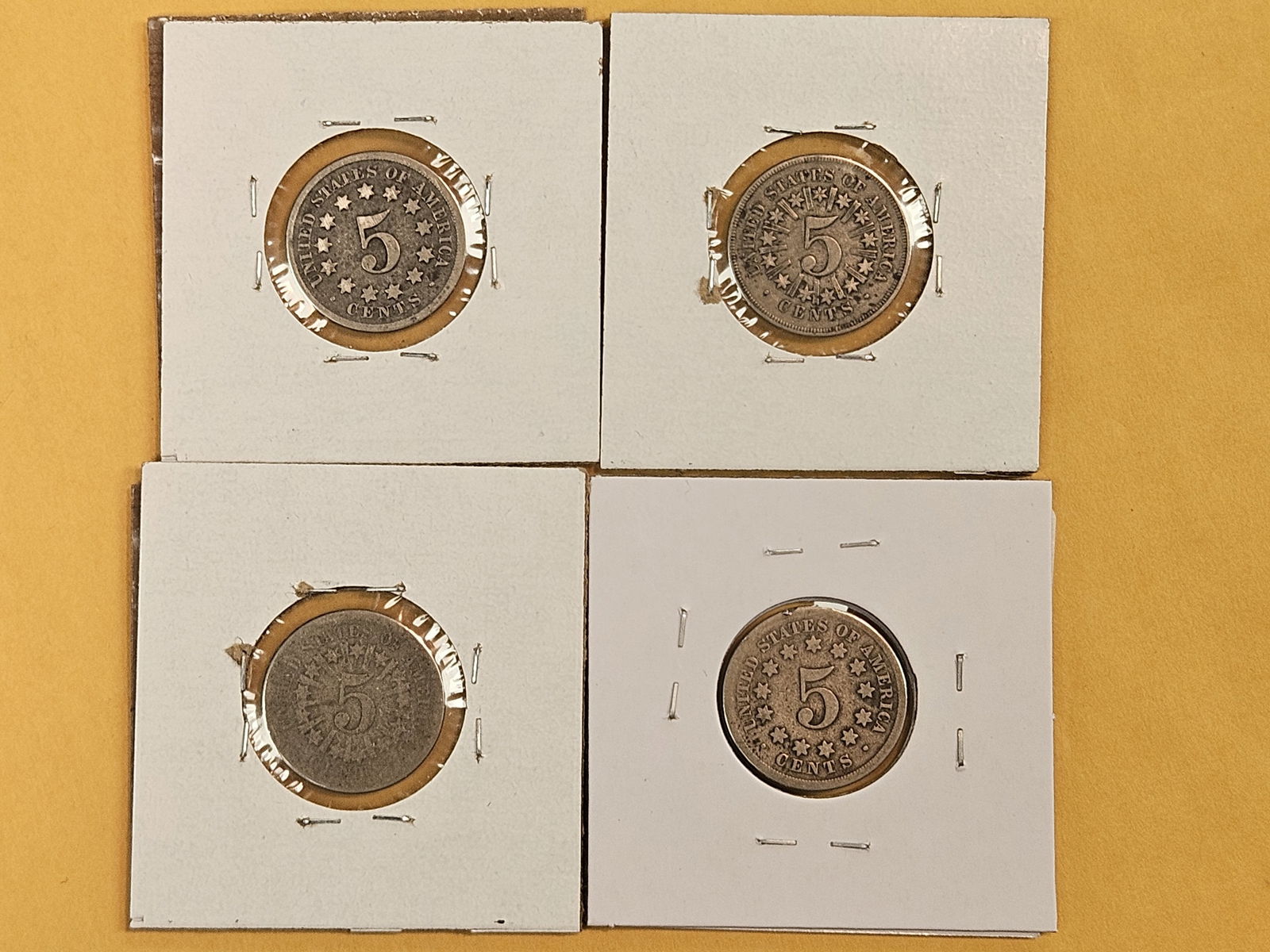 Four mixed Shield Nickels - 6