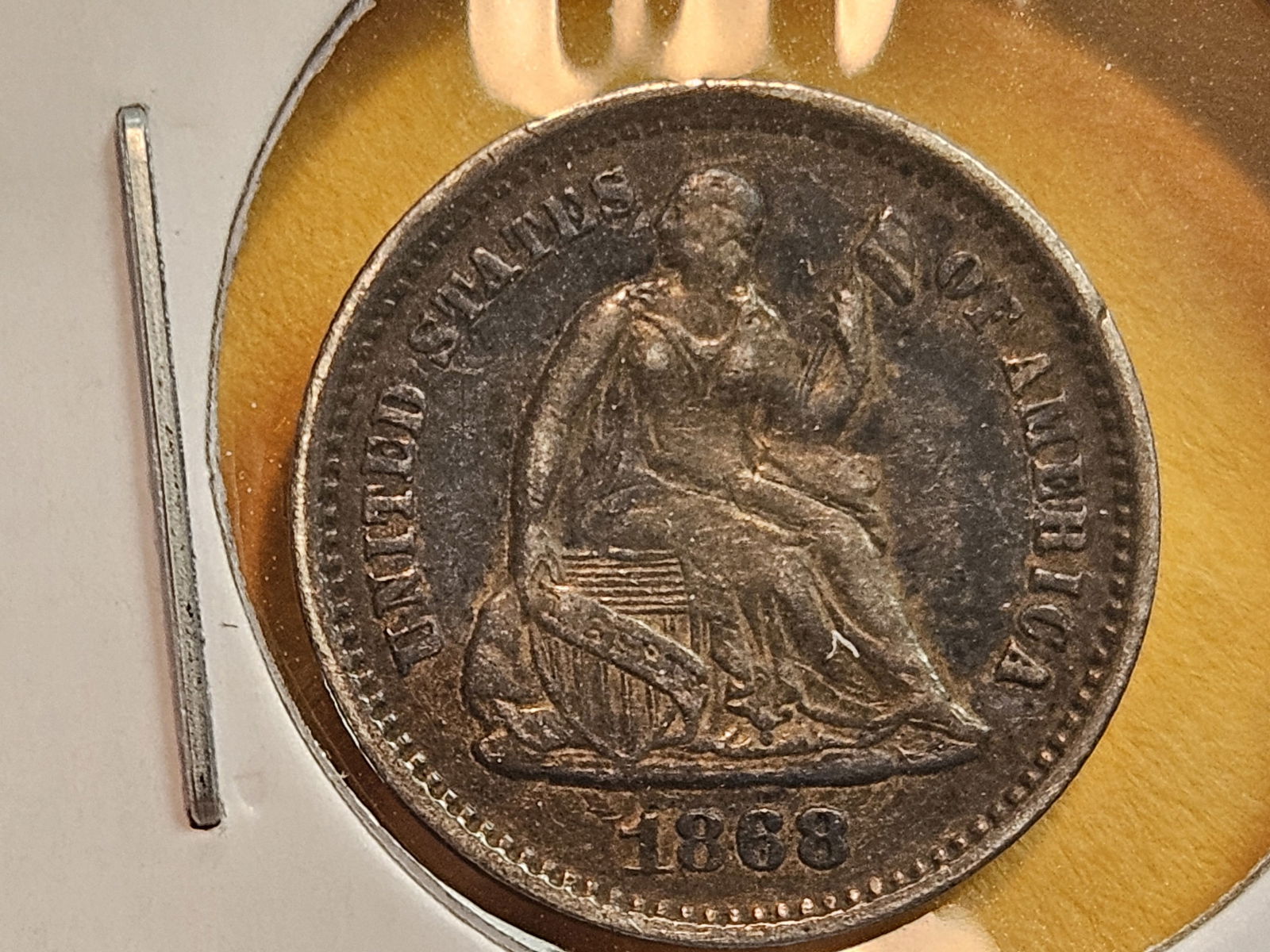 Better Grade 1868-S Seated Liberty silver Half Dime in Extra Fine plus: Dark patina 
