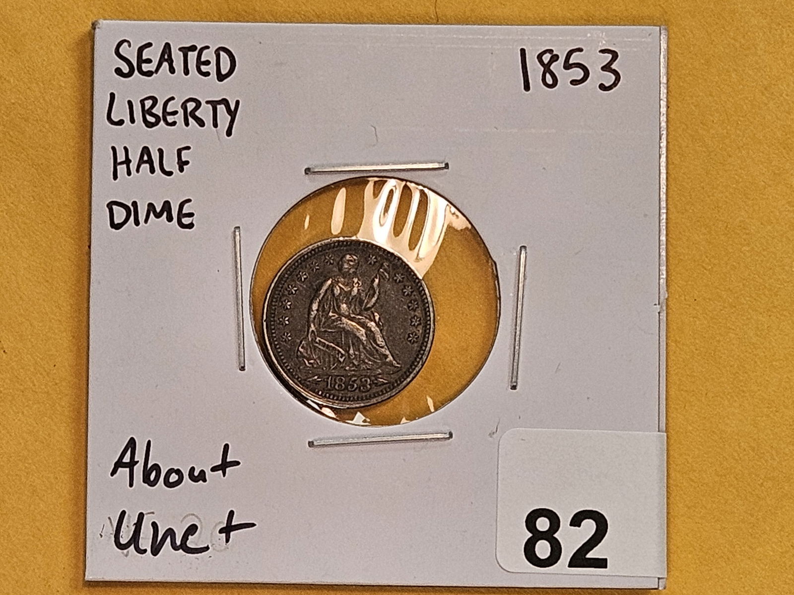* 1853 Seated Liberty silver Half Dime in About Uncirculated plus - 2