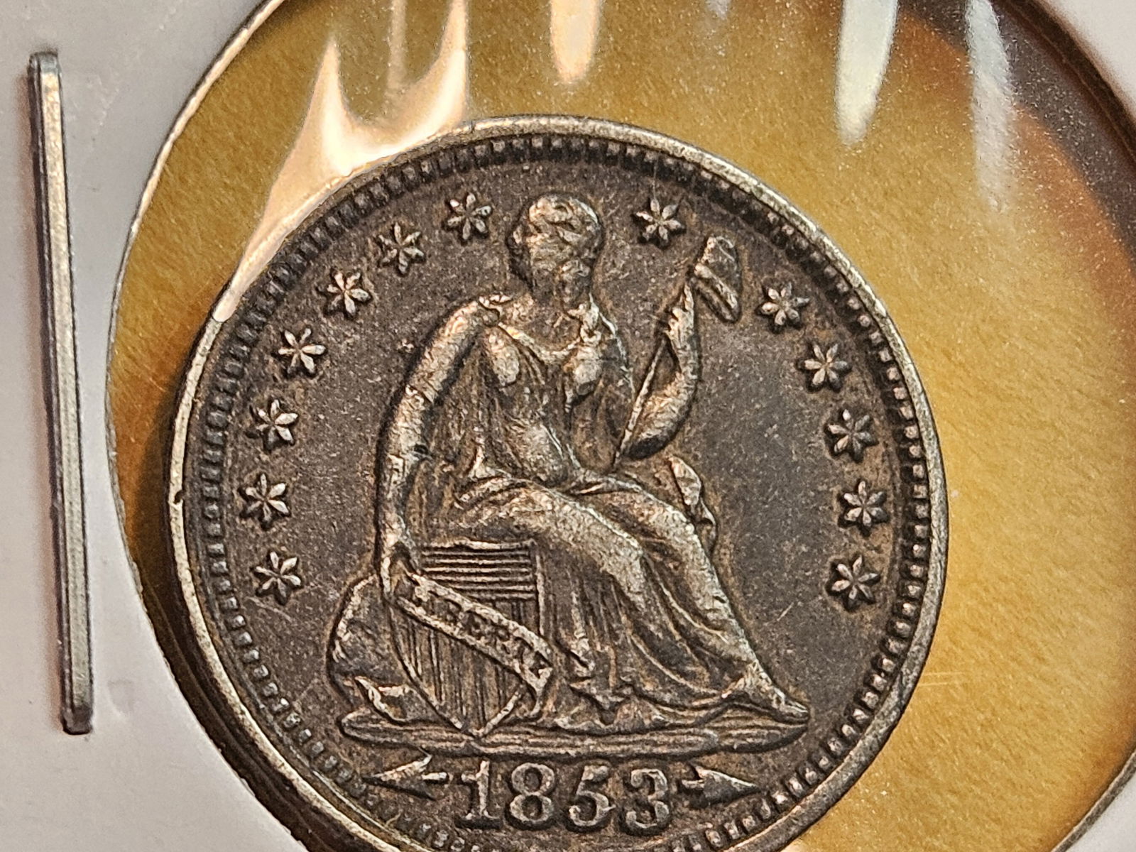 * 1853 Seated Liberty silver Half Dime in About Uncirculated plus - 3