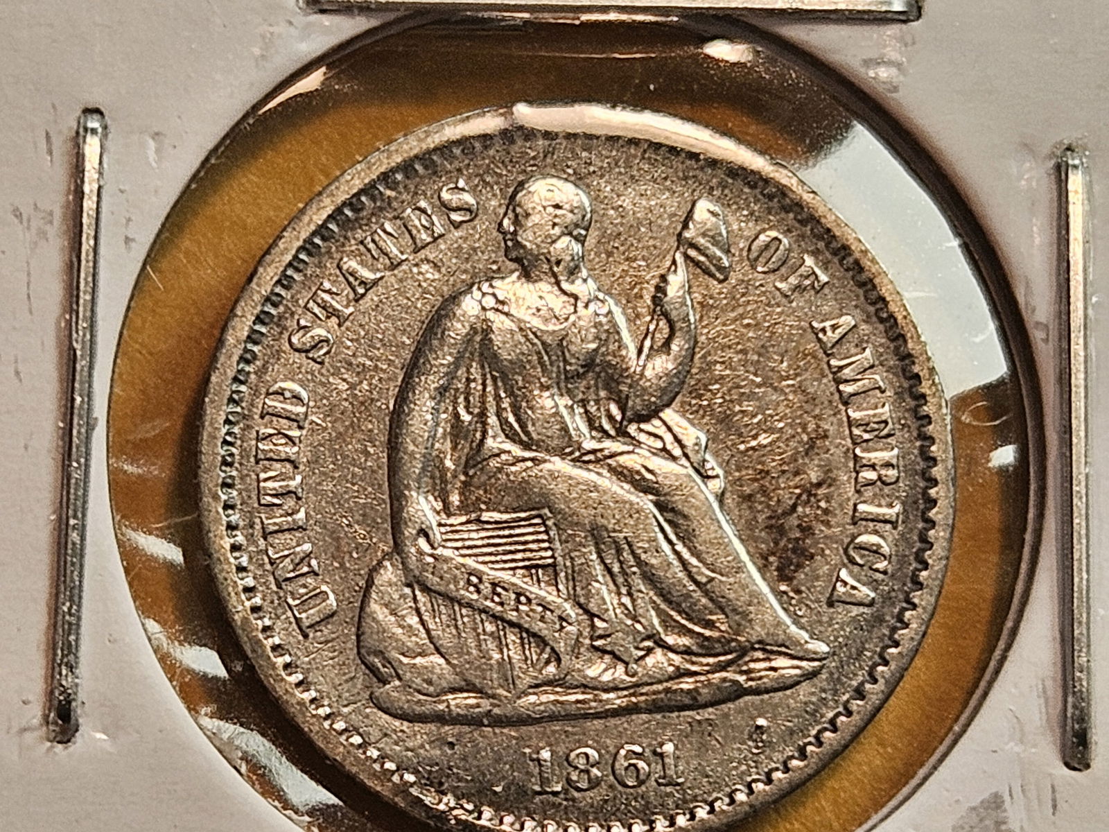 1861 and 1869-S Seated Liberty silver half-dimes - 2