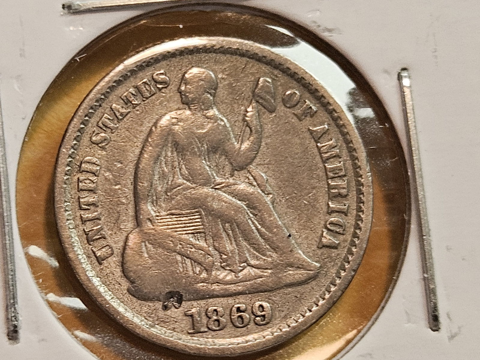 1861 and 1869-S Seated Liberty silver half-dimes - 4