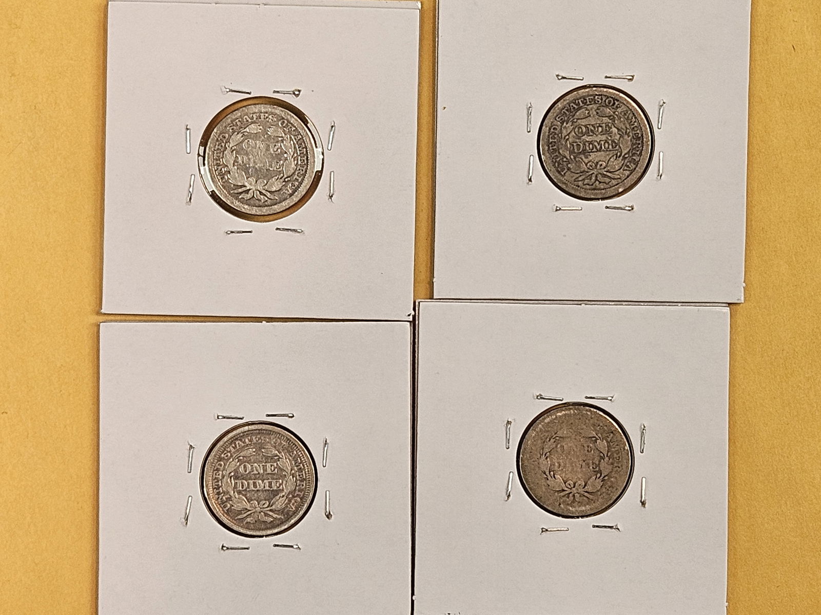 Four mixed silver Seated Liberty Dimes - 4