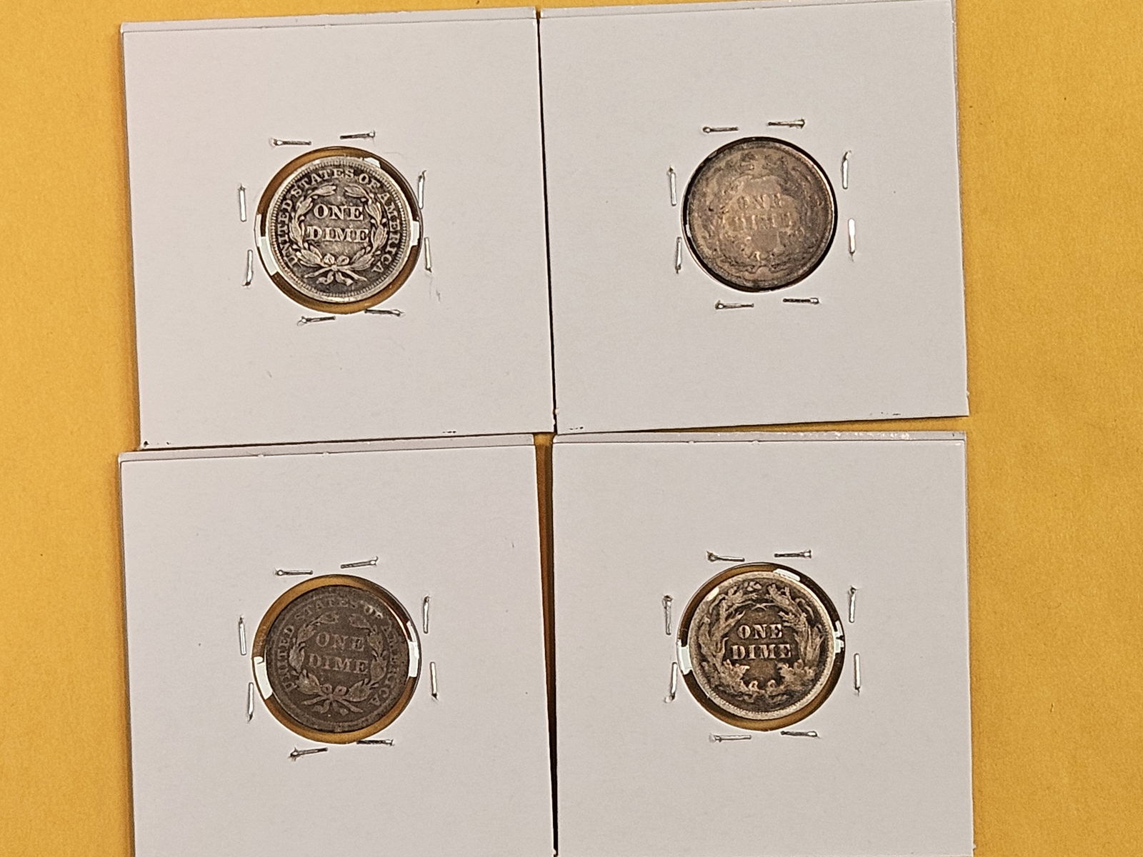 Four mixed silver Seated Liberty Dimes - 6