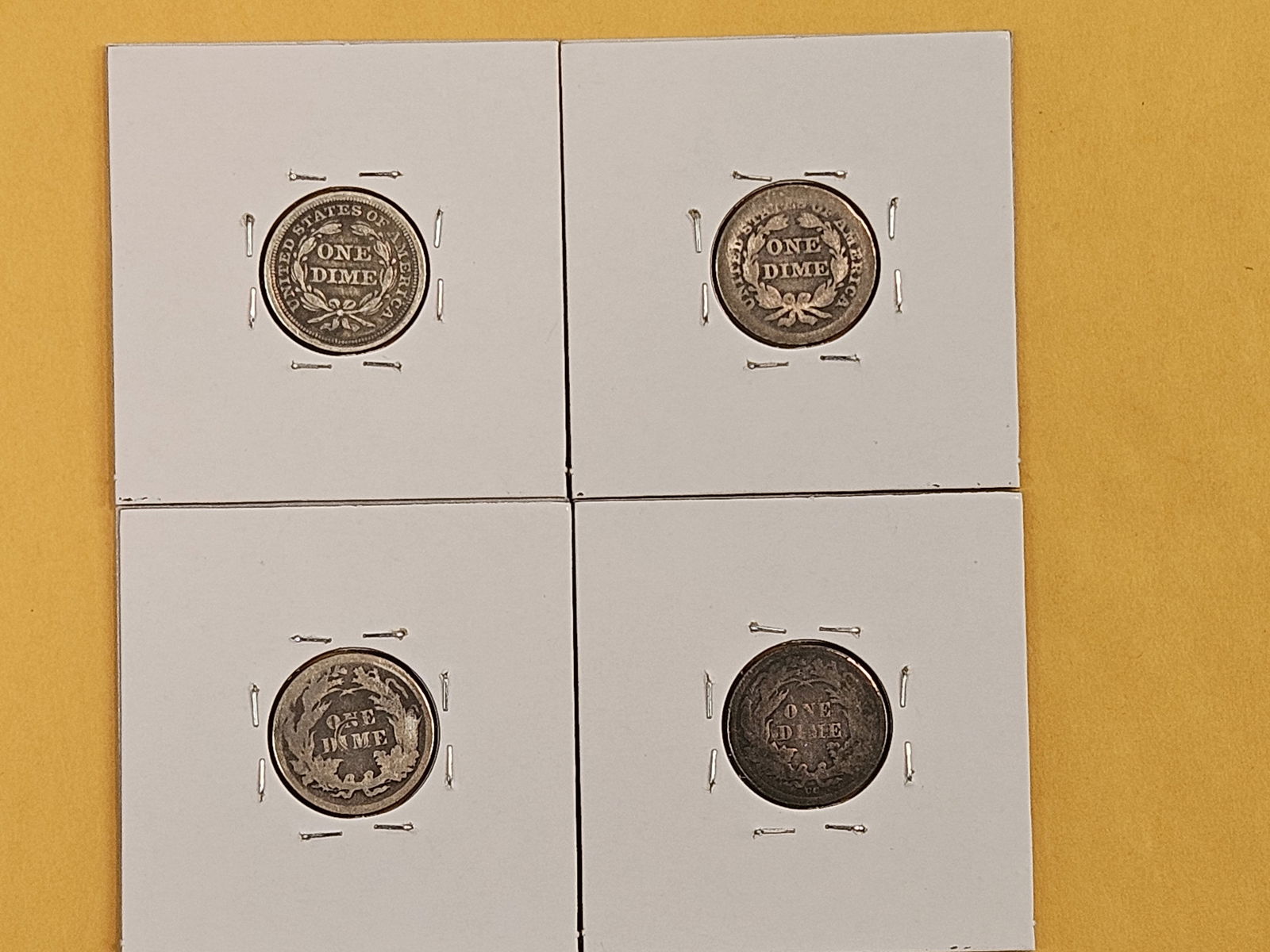 Four mixed silver Seated Liberty Dimes - 6