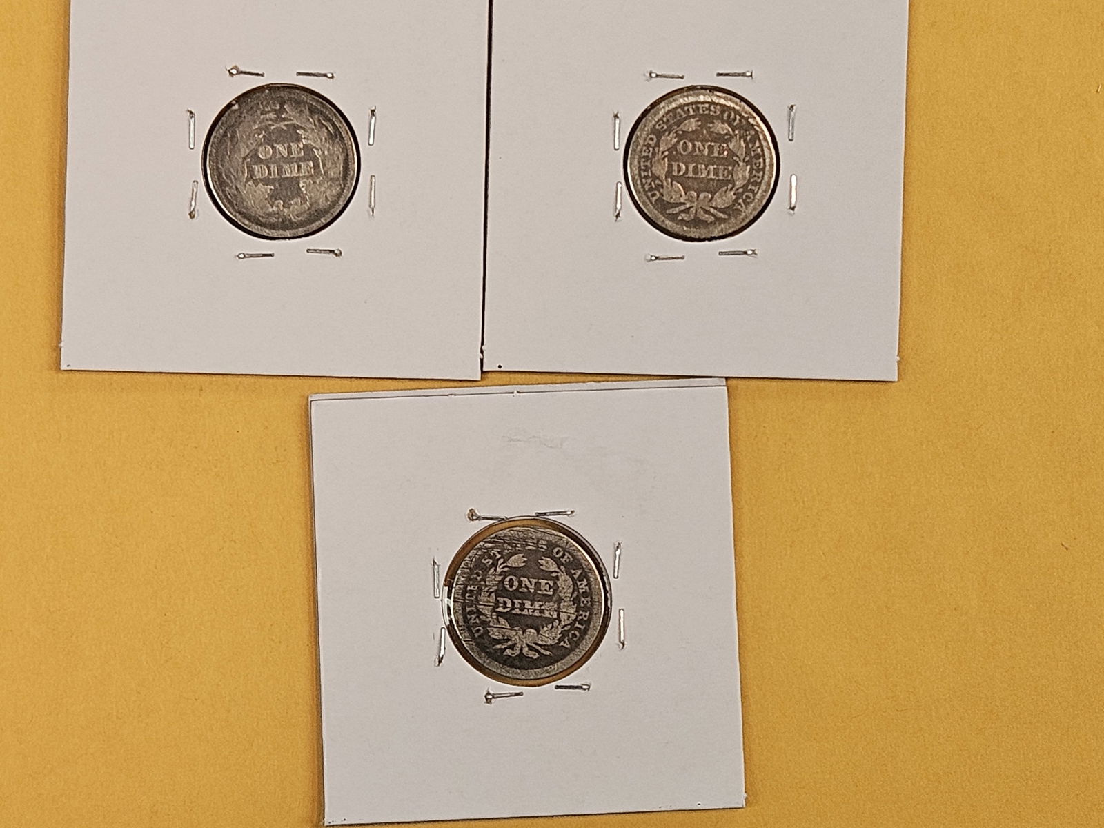 Three mixed silver Seated Liberty Dimes - 5