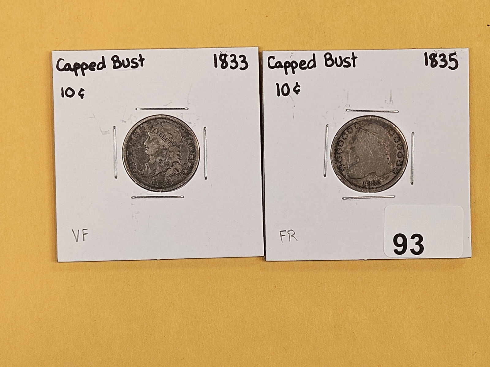 1833 and 1835 Capped Bust Silver Dimes: Circulated