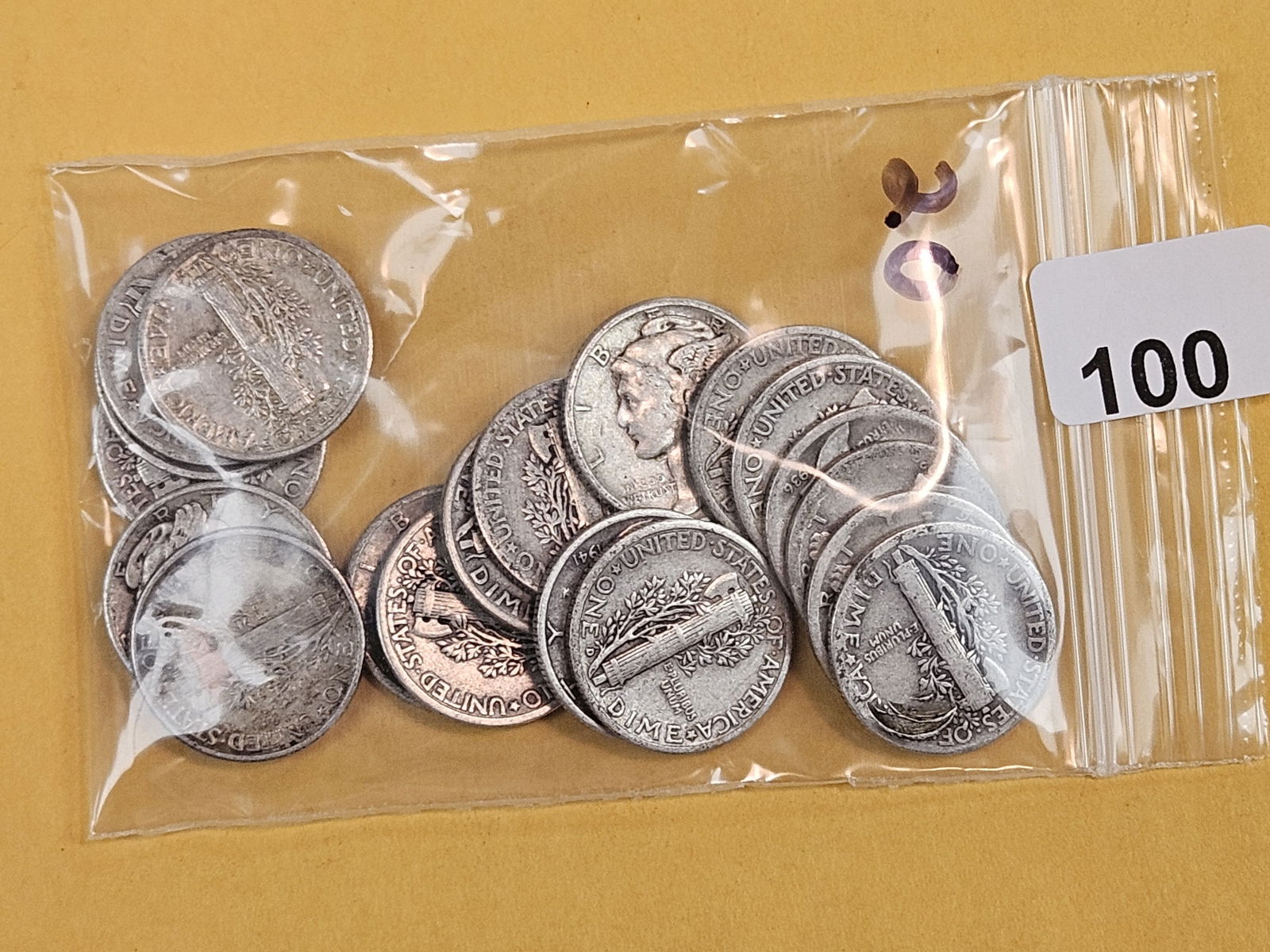 Twenty, mixed, Silver, Mercury Dimes: Circulated 