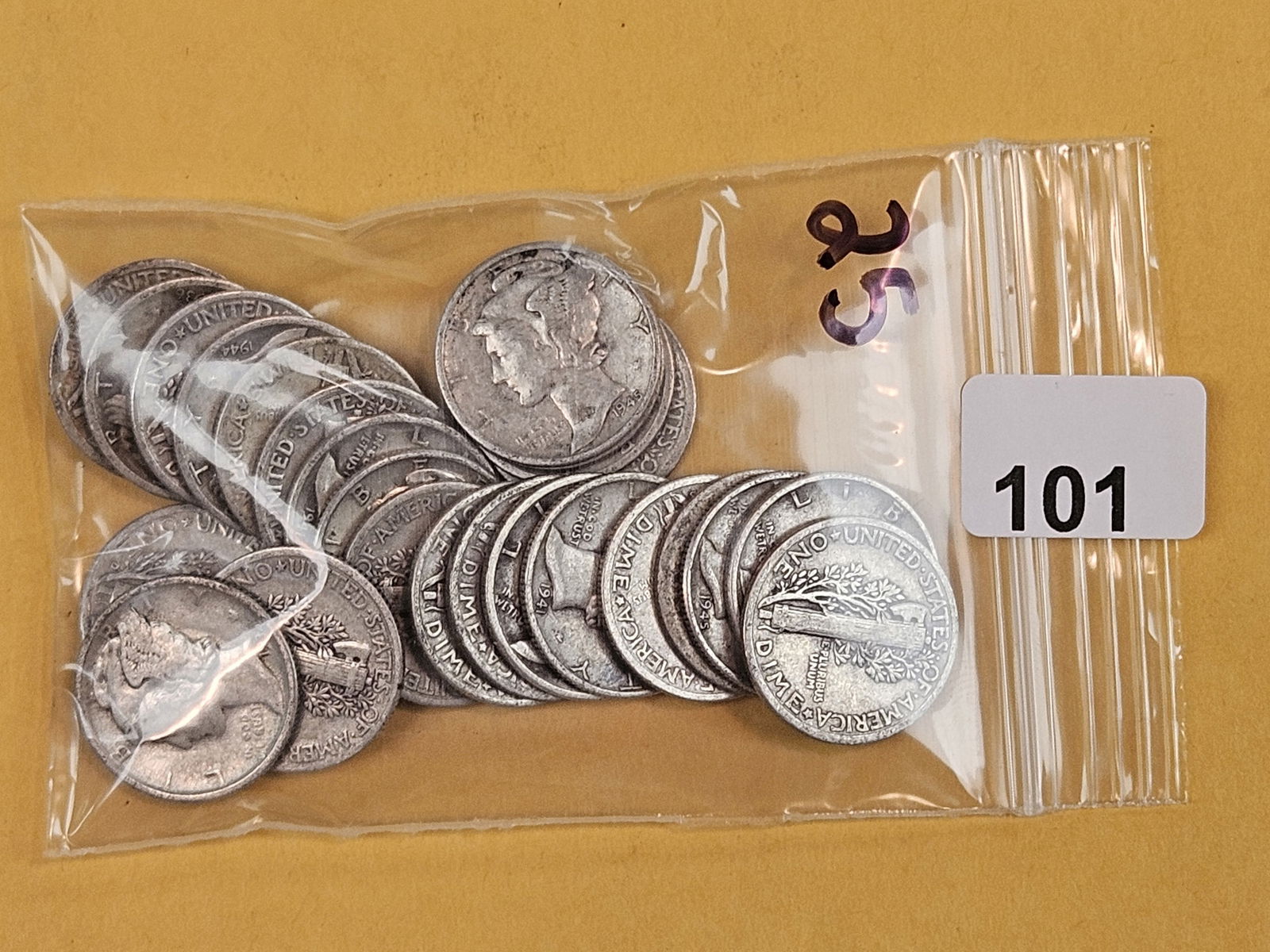 Twenty-five, mixed, Silver, Mercury Dimes (1 of 2)