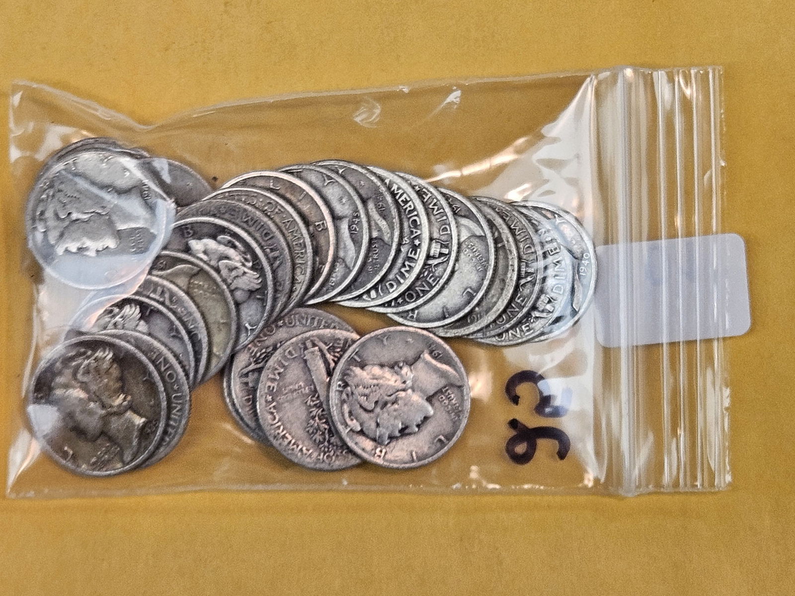 Twenty-five, mixed, Silver, Mercury Dimes - 2