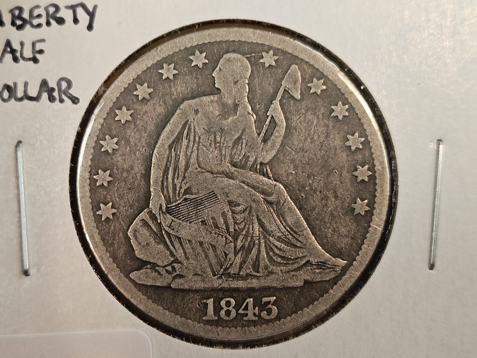 1843 and 1860-O Seated Liberty silver Half Dollars - 2