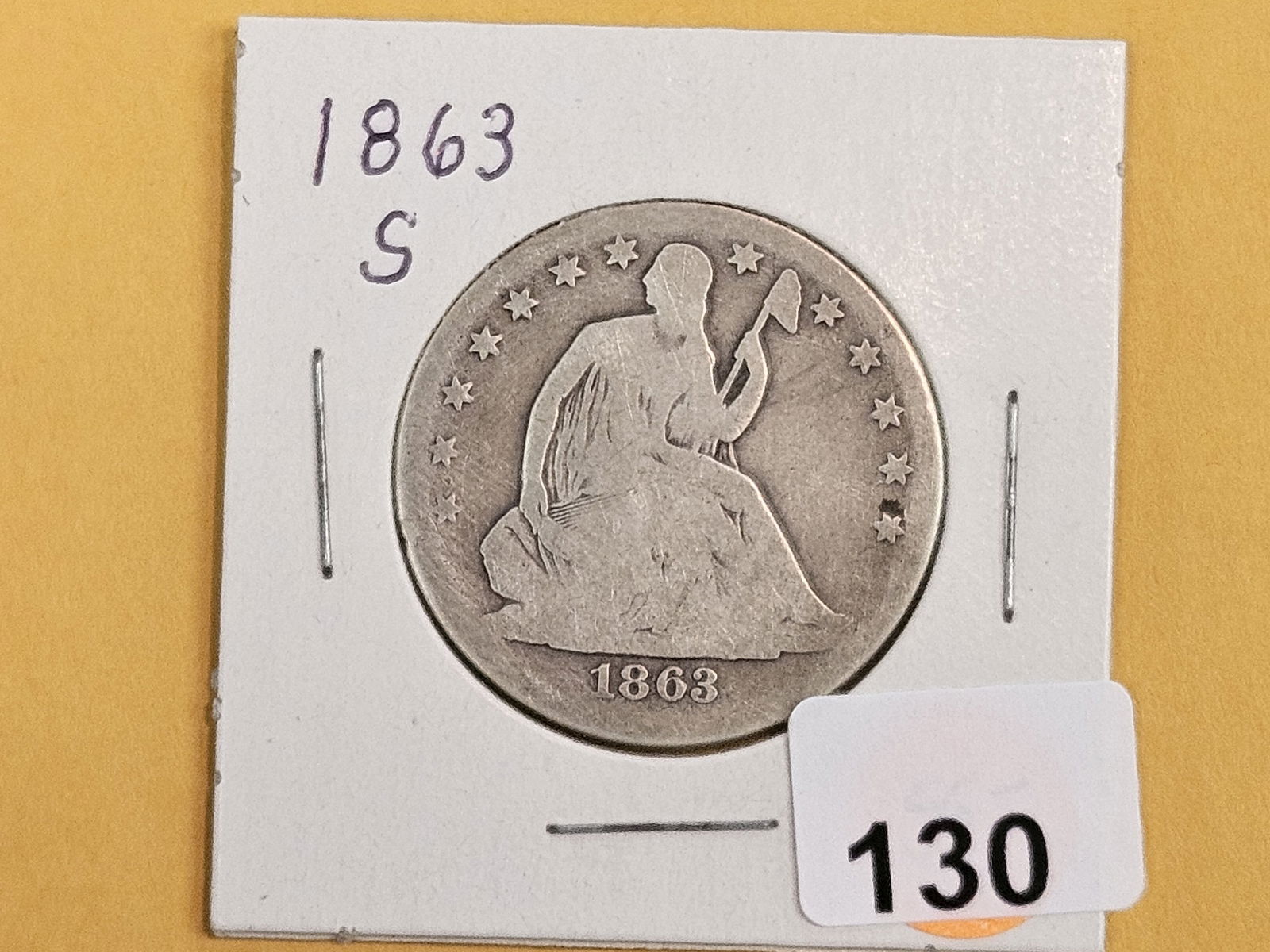 Better date 1863-S Seated Liberty silver Half Dollar - 2