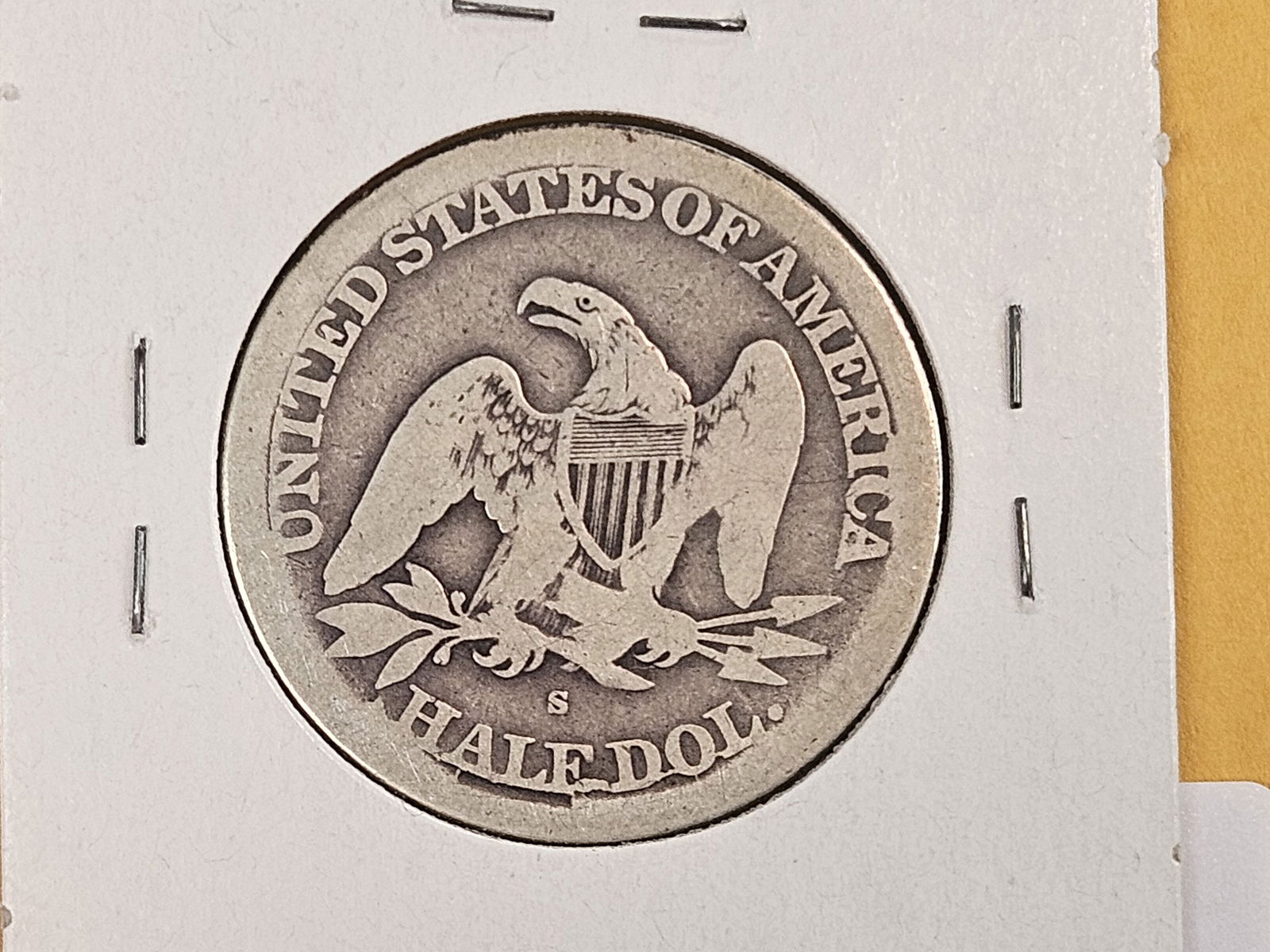 Semi-Key 1865-S Seated Liberty silver Half Dollar - 3