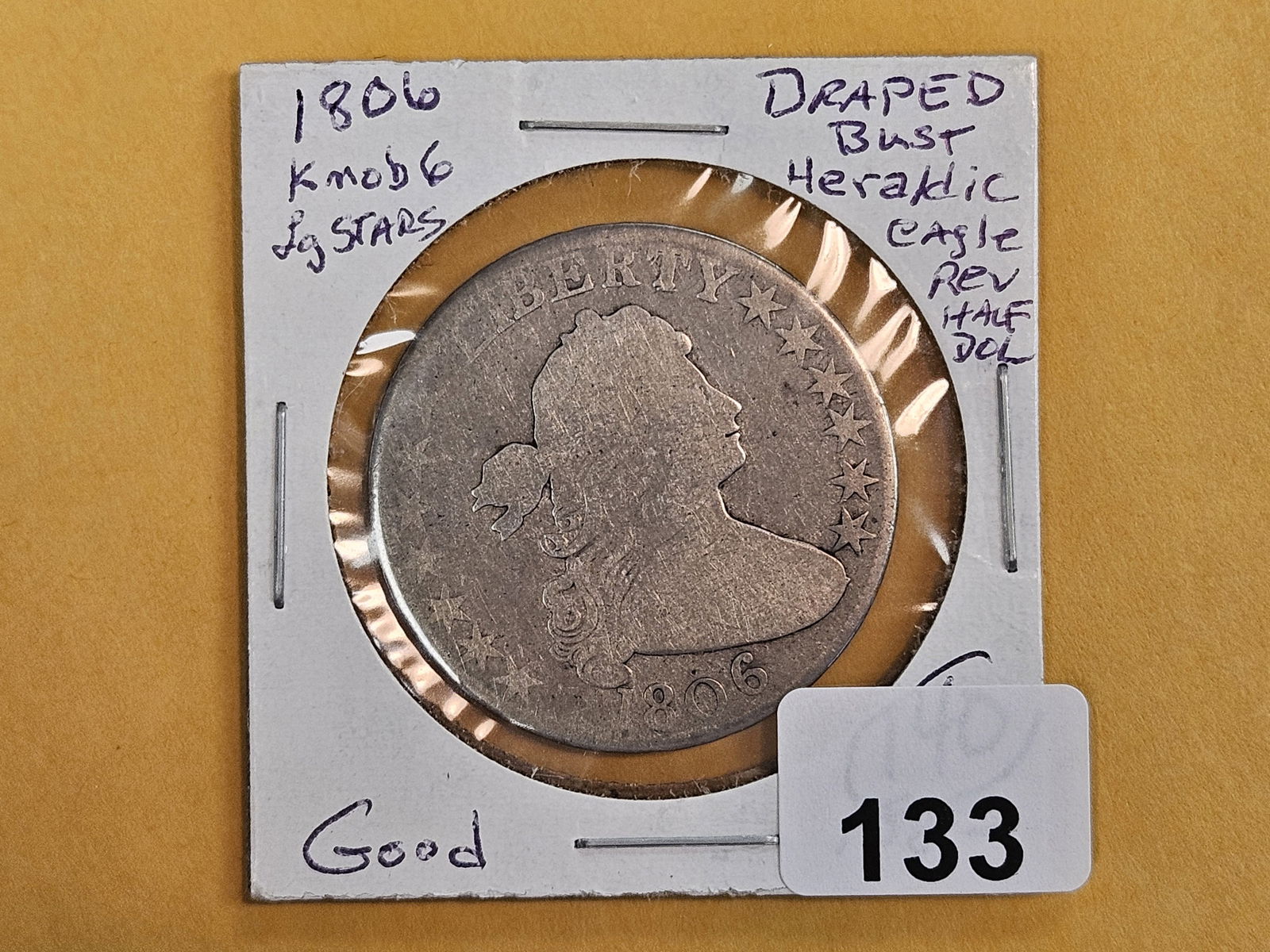 * Scarcer * 1806 Draped Bust silver Half Dollar! - 2