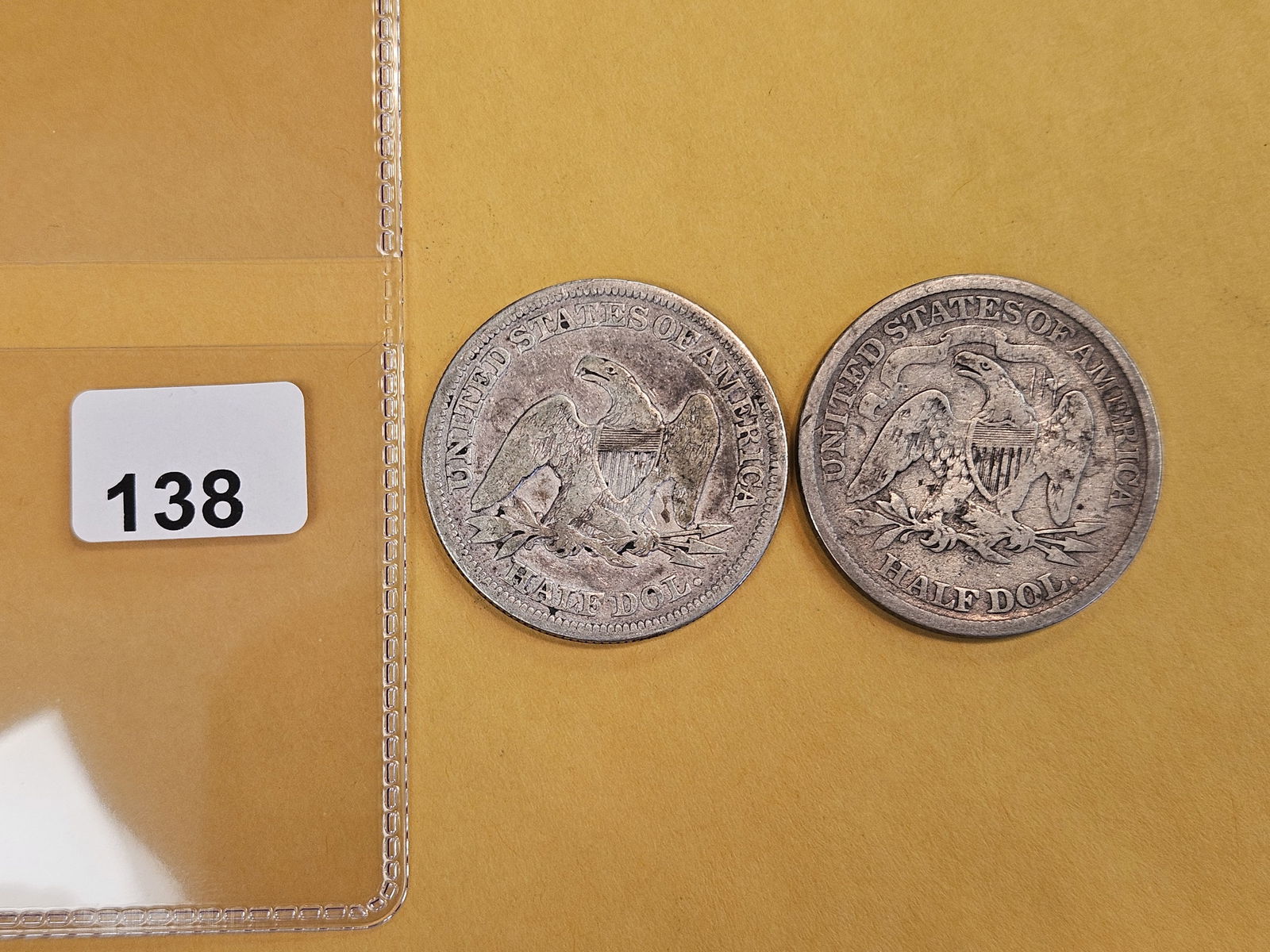 1857 and 1868-S Seated Liberty Silver Half Dollars - 2