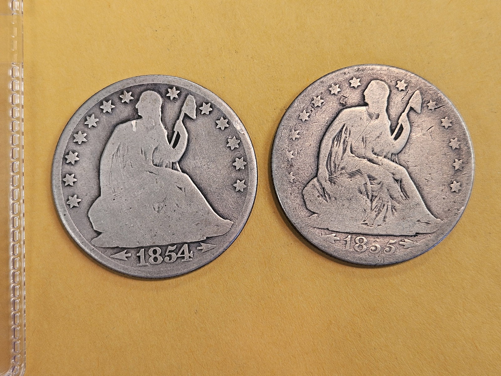 1854-O and 1855-O Seated Liberty silver half dollars: Circulated