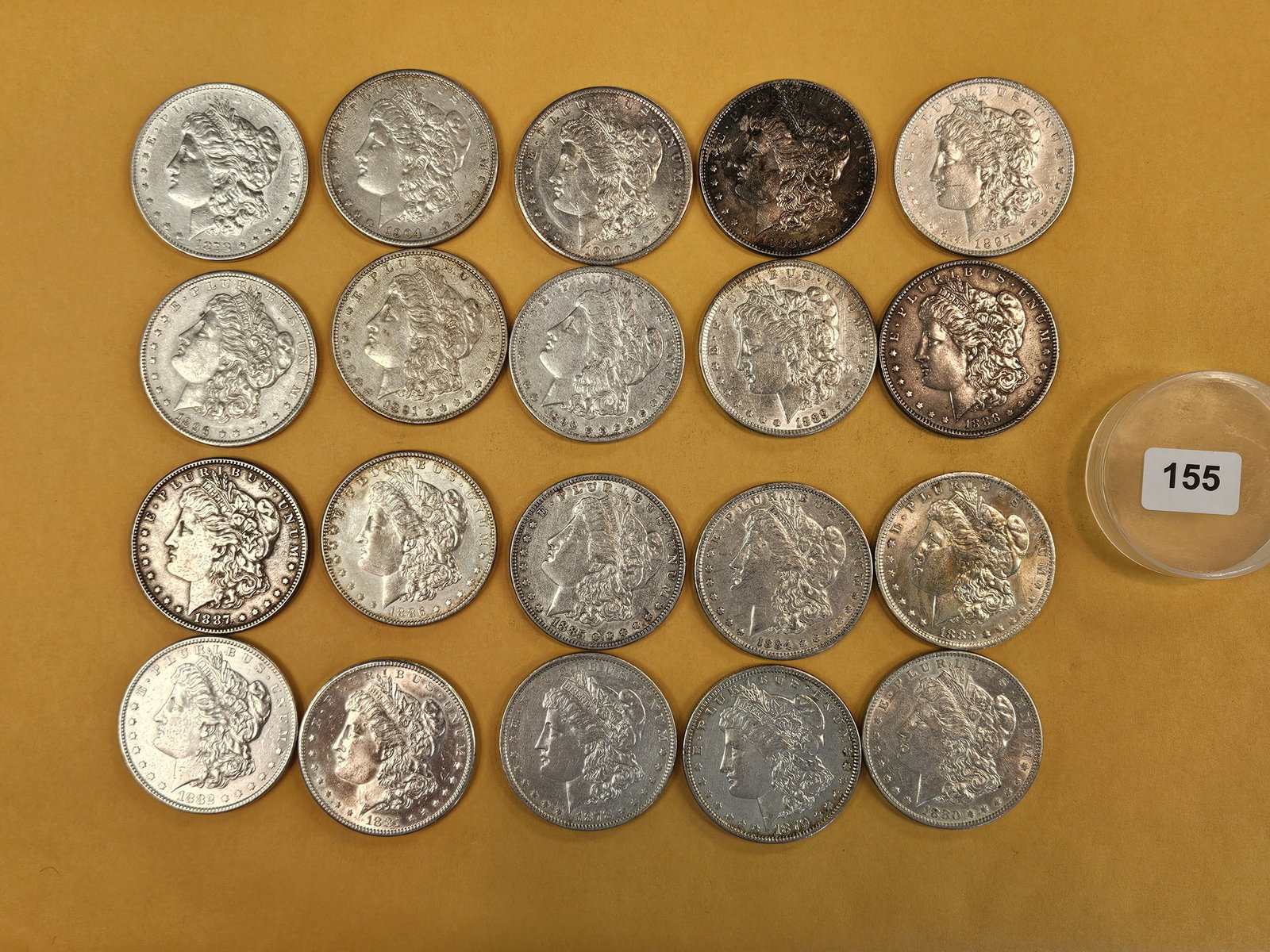 ** FULL ROLL ** Twenty Morgan silver Dollars: All pre-1904. Grades from About Uncirculated through Choice Brilliant Uncirculated - details 