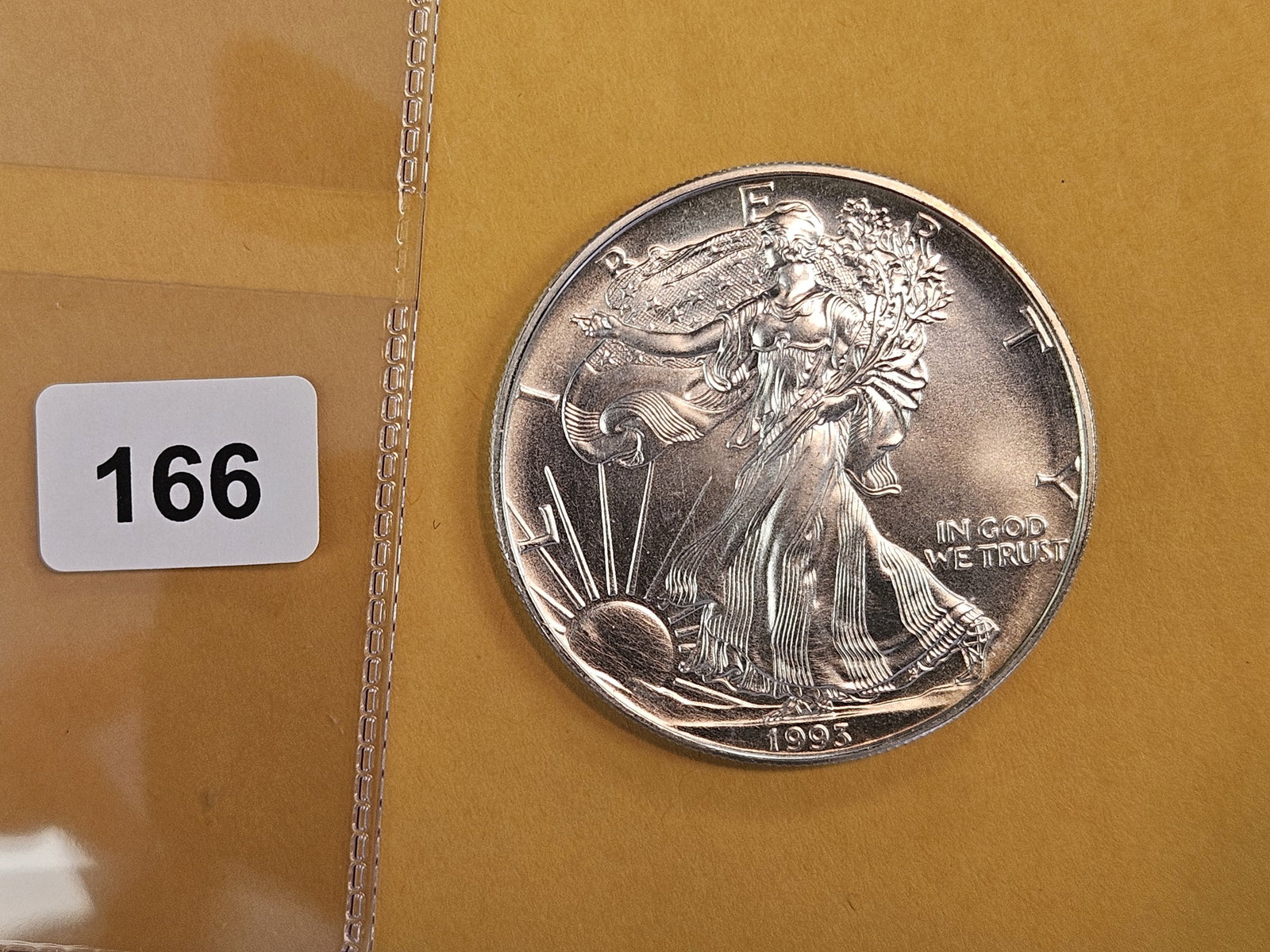 Semi-key GEM Brilliant Uncirculated 1993 American Silver Eagle: Very nice 