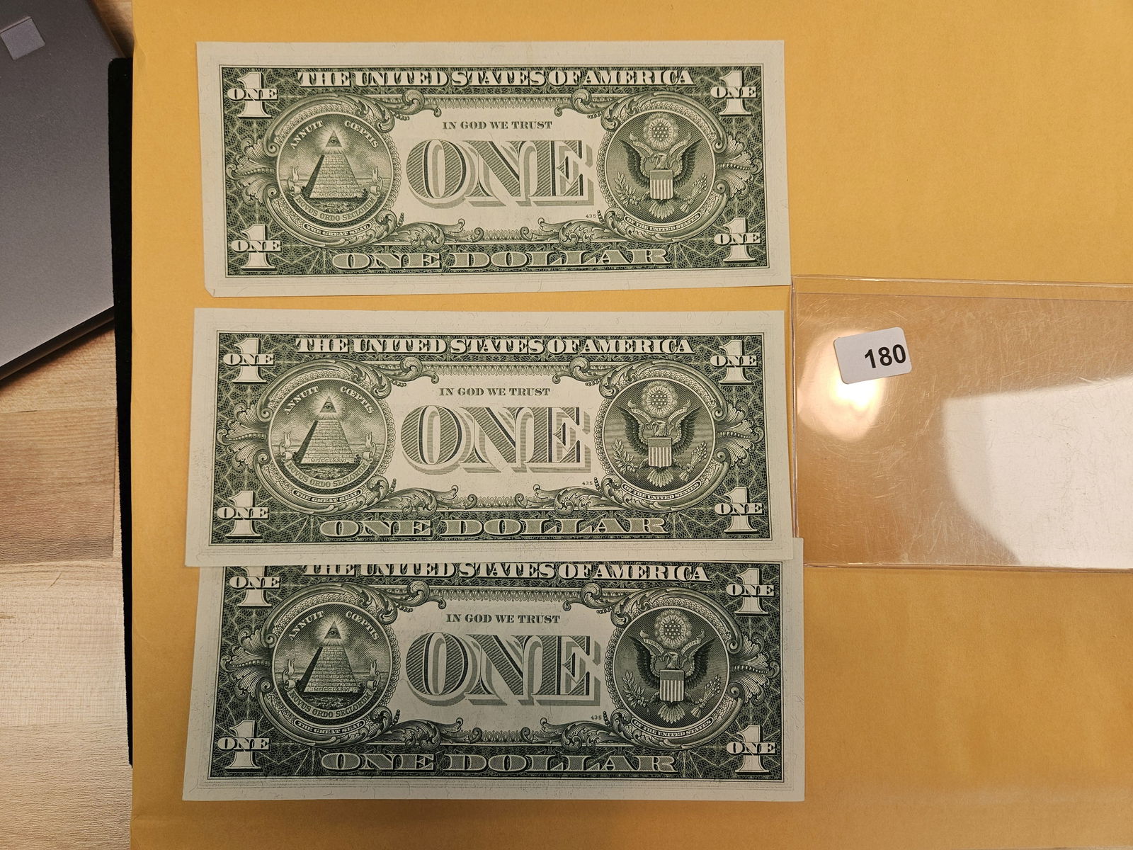 Three Crisp Uncirculated, sequential, One Dollar Silver Certificates - 2