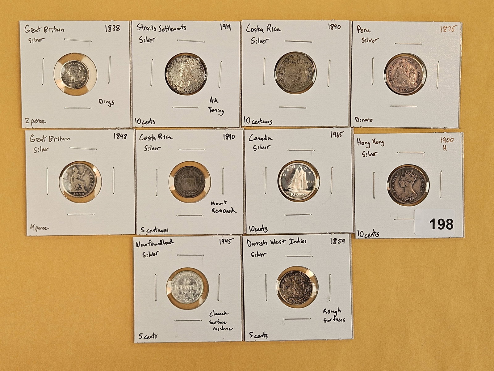 Ten nice, mixed, silver, World coins: Another round the world mix