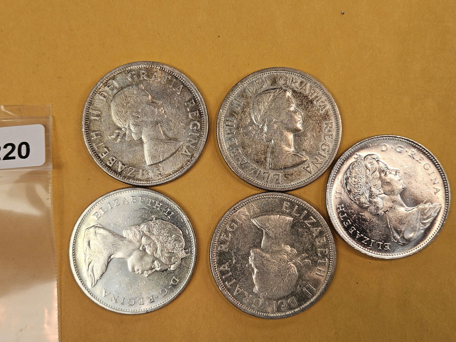 Five Canadian Silver Dollars - 2