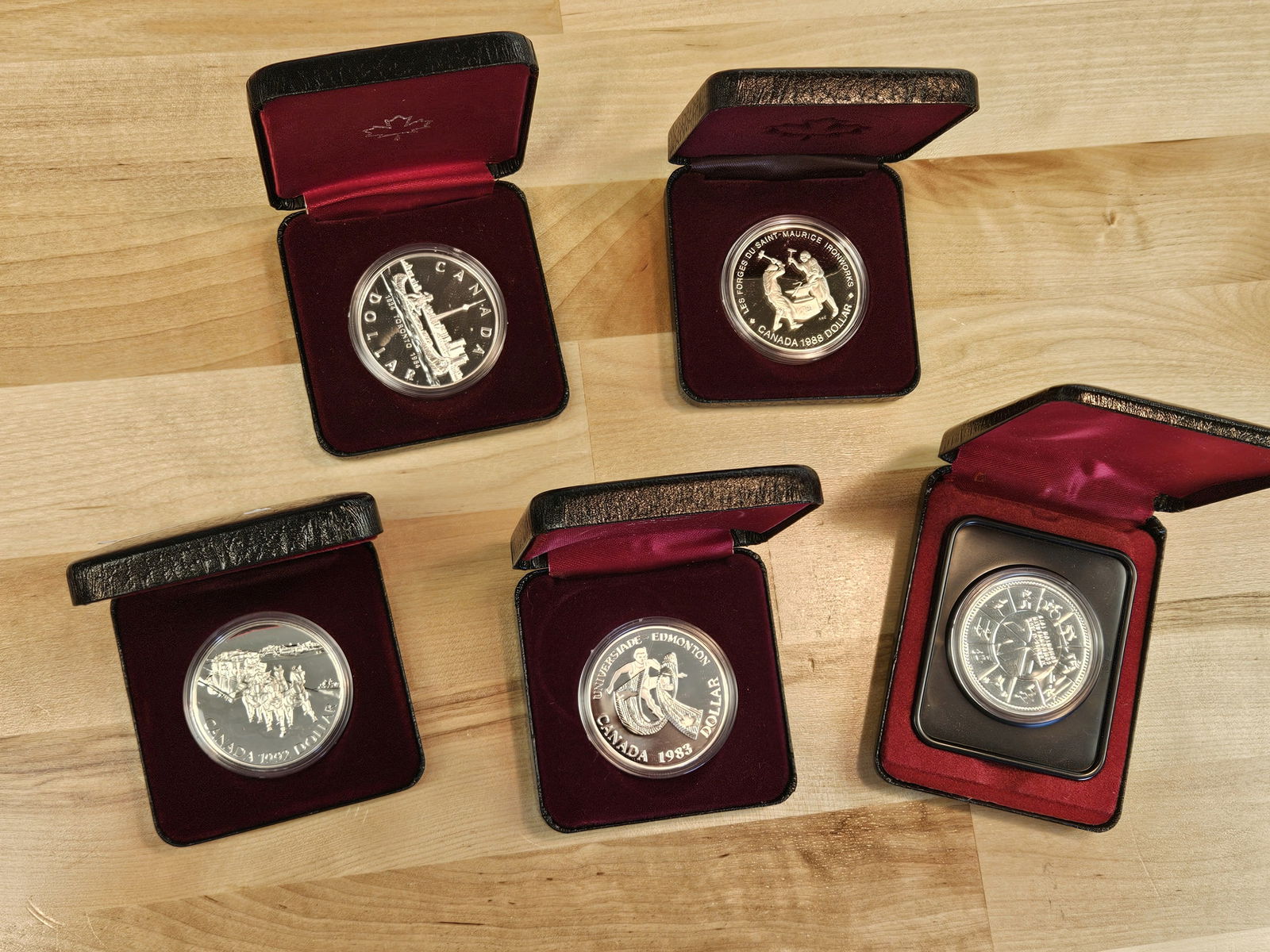 Five Canadian Silver Dollars - 2