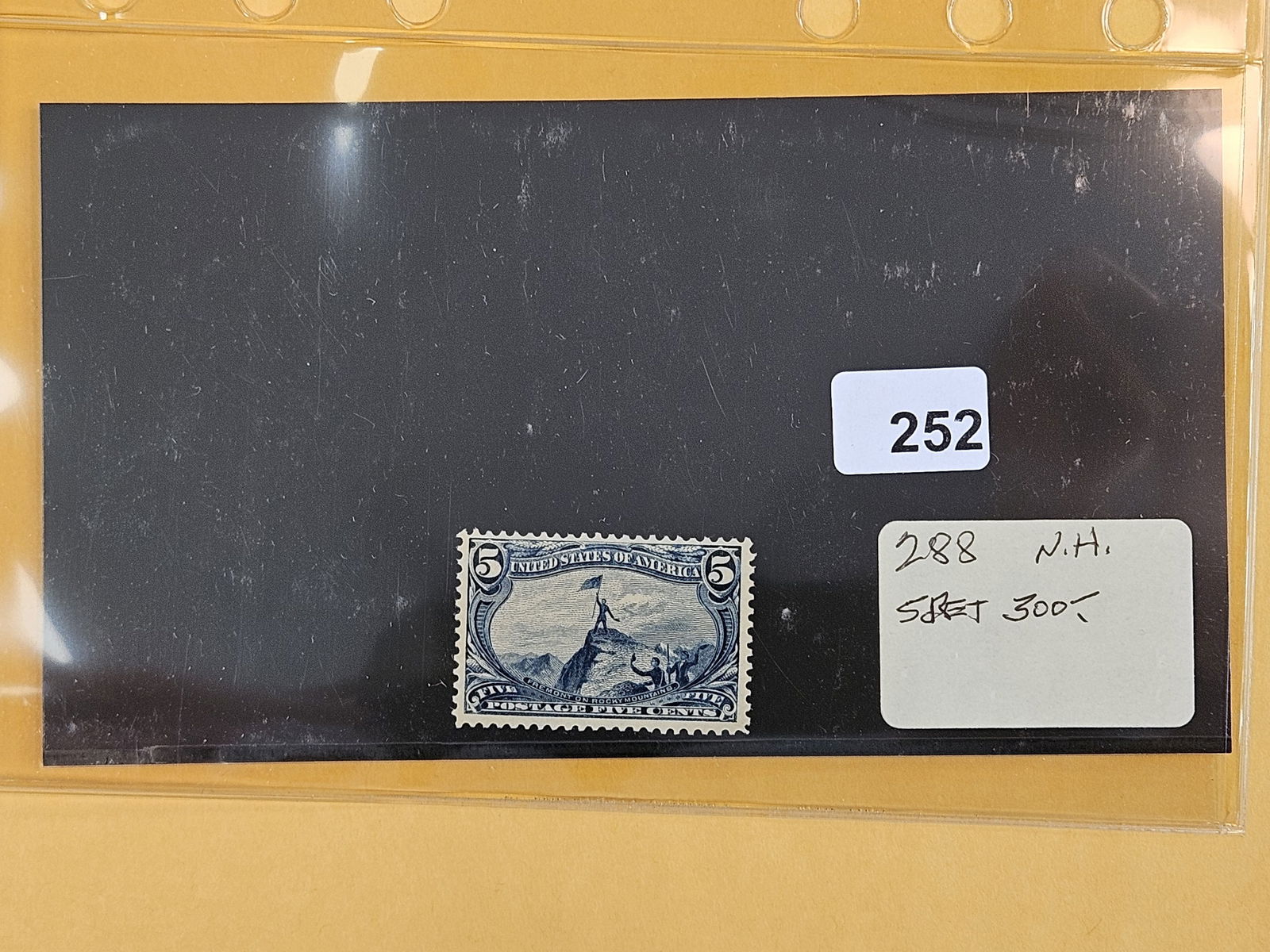 ** BETTER PHILATELICS ***: Got a nice group of Stamps from a well-known dealer, Joe Kremel of Kremel's Korner, in Chicago! Next up is: Scott 288: 1898 5c Trans Mississippi Exposition: Fremont on the Rocky Mountains. New. Never