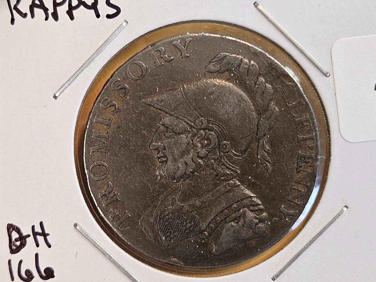 CONDER TOKEN! 1794 Promissory copper half-penny token: Draper Gosport Kappys. DH 166 