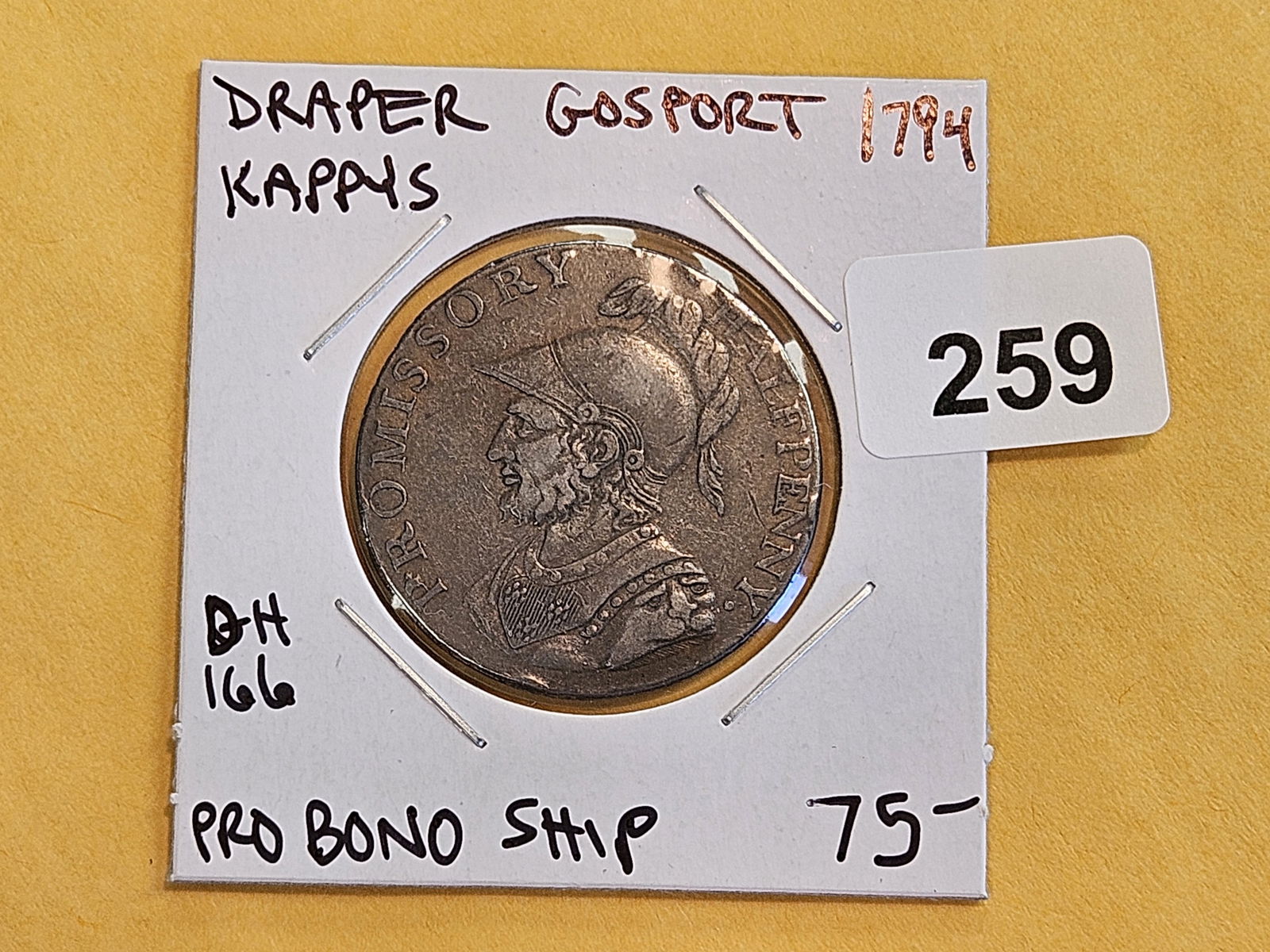 CONDER TOKEN! 1794 Promissory copper half-penny token - 2