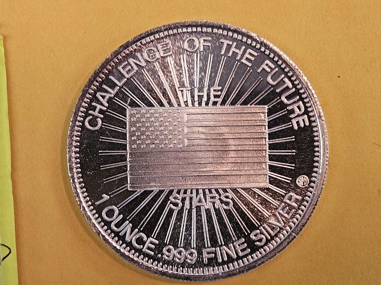 One Troy ounce .999 fine silver proof art round: Challenge of the Future