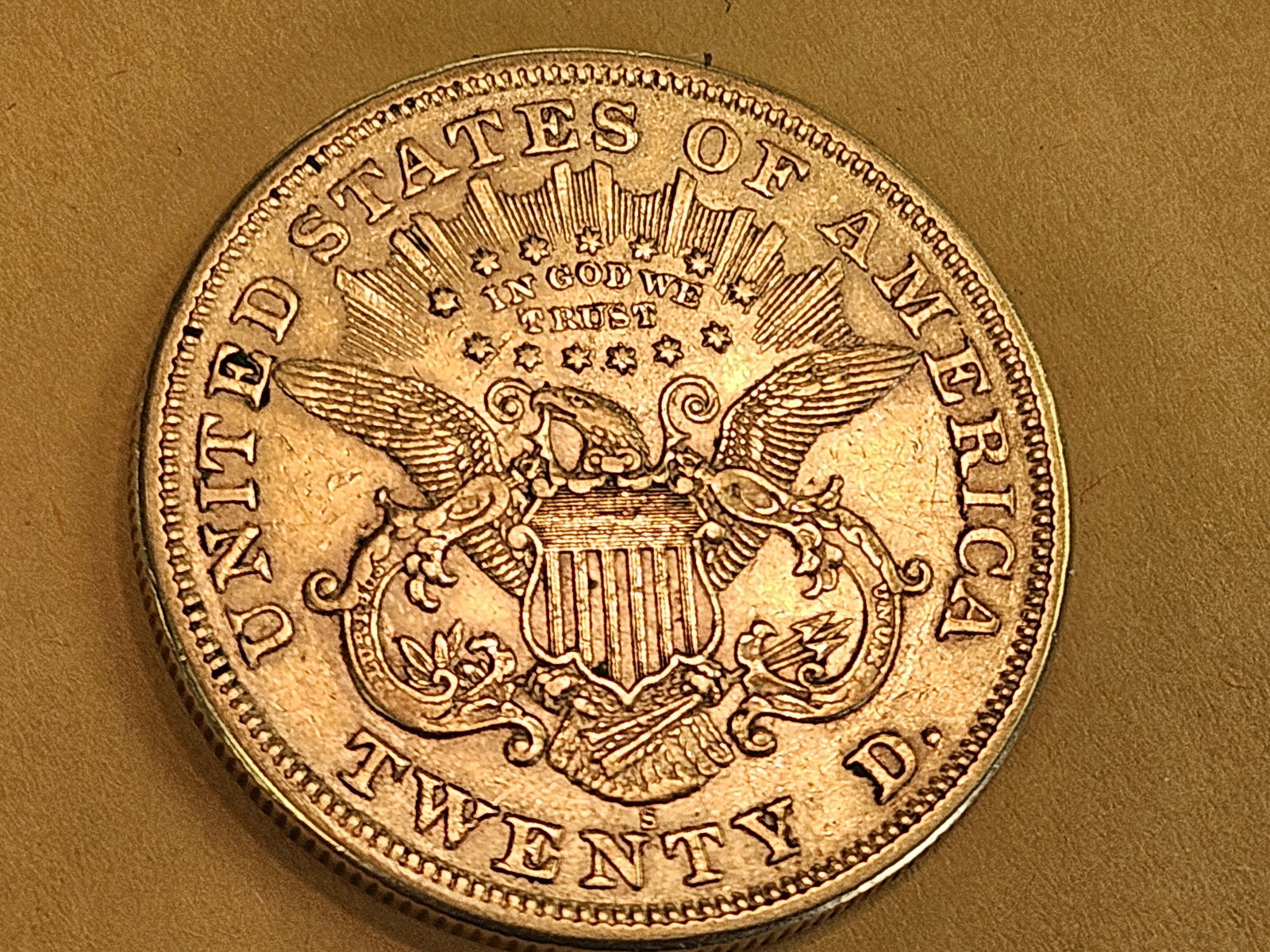 GOLD! Brilliant 1873-S Gold Liberty Head Twenty Dollars - 5