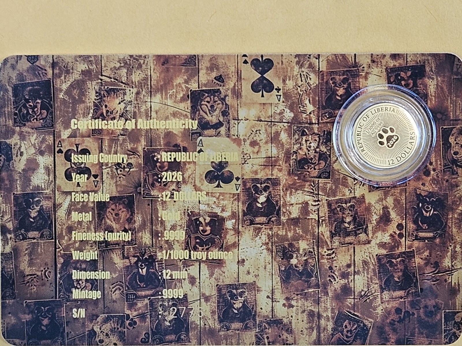 GOLD! GEM 2026 Republic of Liberia GOLD 12 Dollars - 3