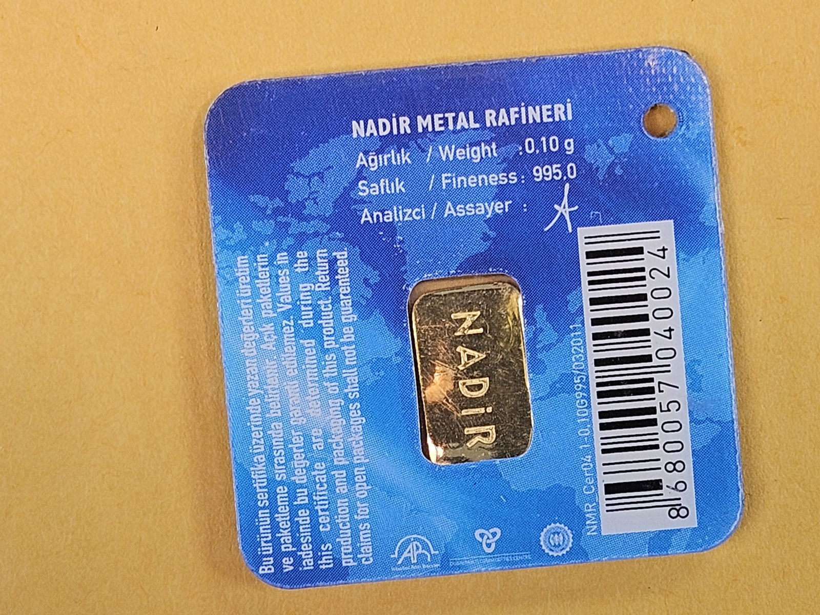 GOLD! NADIR Gold .995 Gold bar - 2