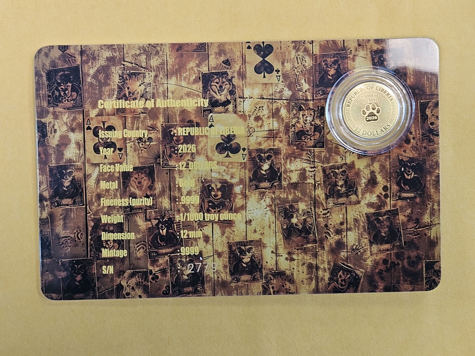 GOLD! GEM 2026 Republic of Liberia GOLD 12 Dollars - 3