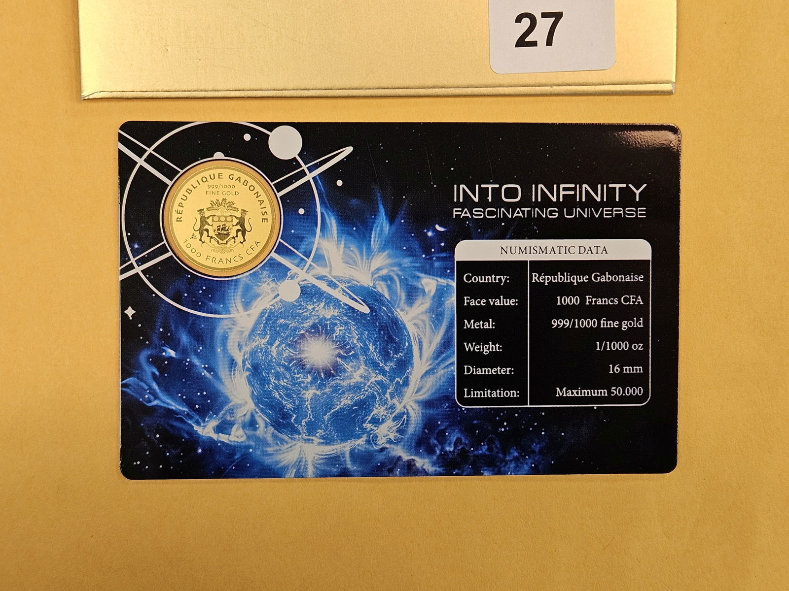 GOLD! GEM Republique Gabonaise GOLD 1000 Francs CFA - 3