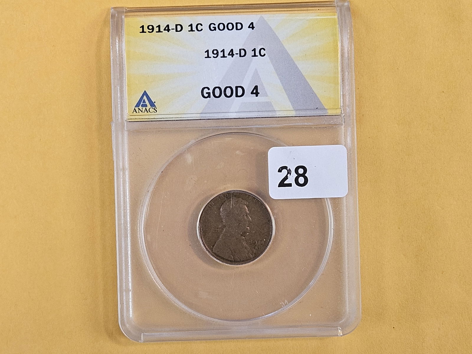 * KEY DATE * ANACS 1914-D Wheat cent in Good 4 - 2