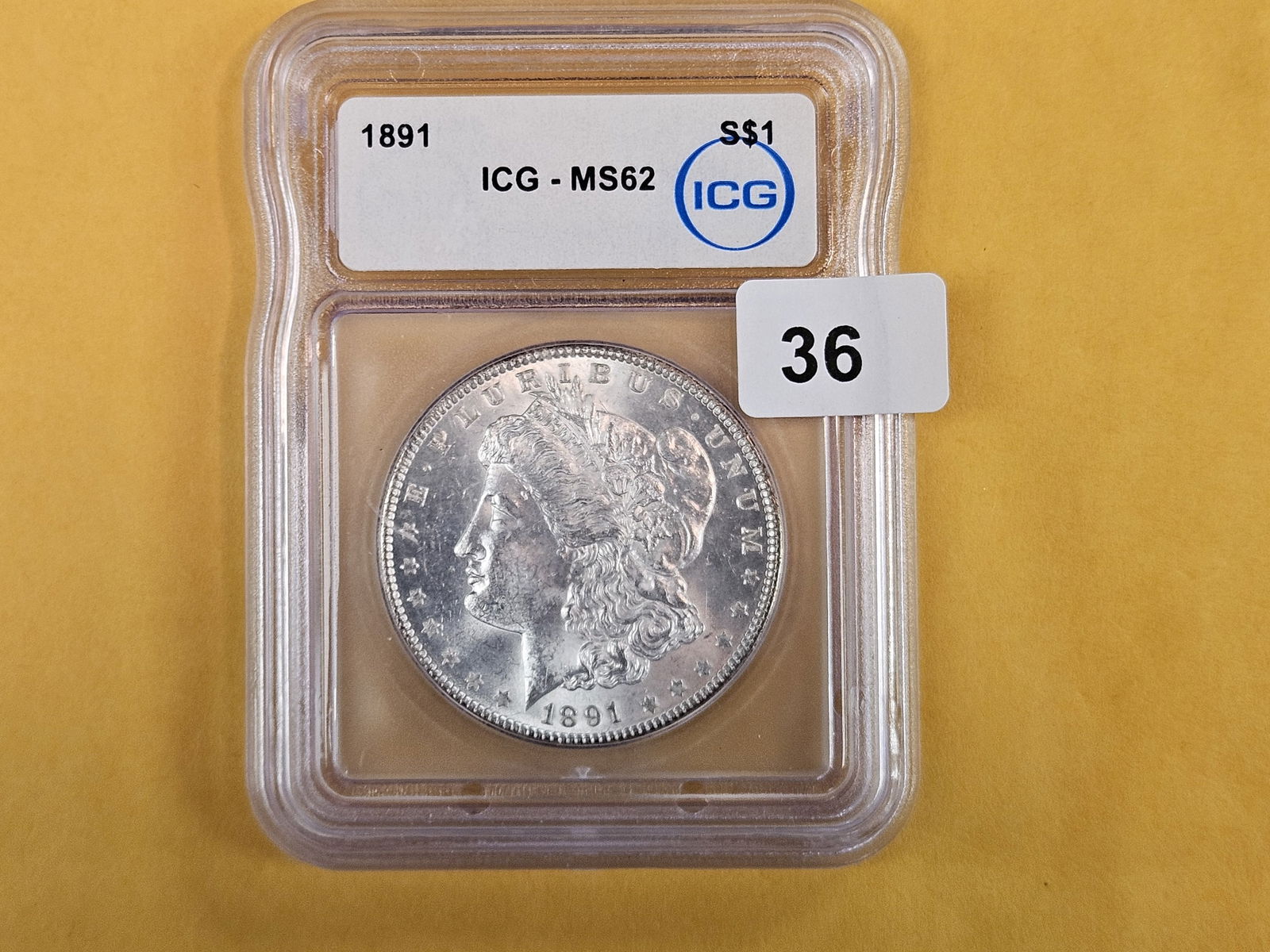 ICG 1891 Morgan silver Dollar in Mint State 62 - 2