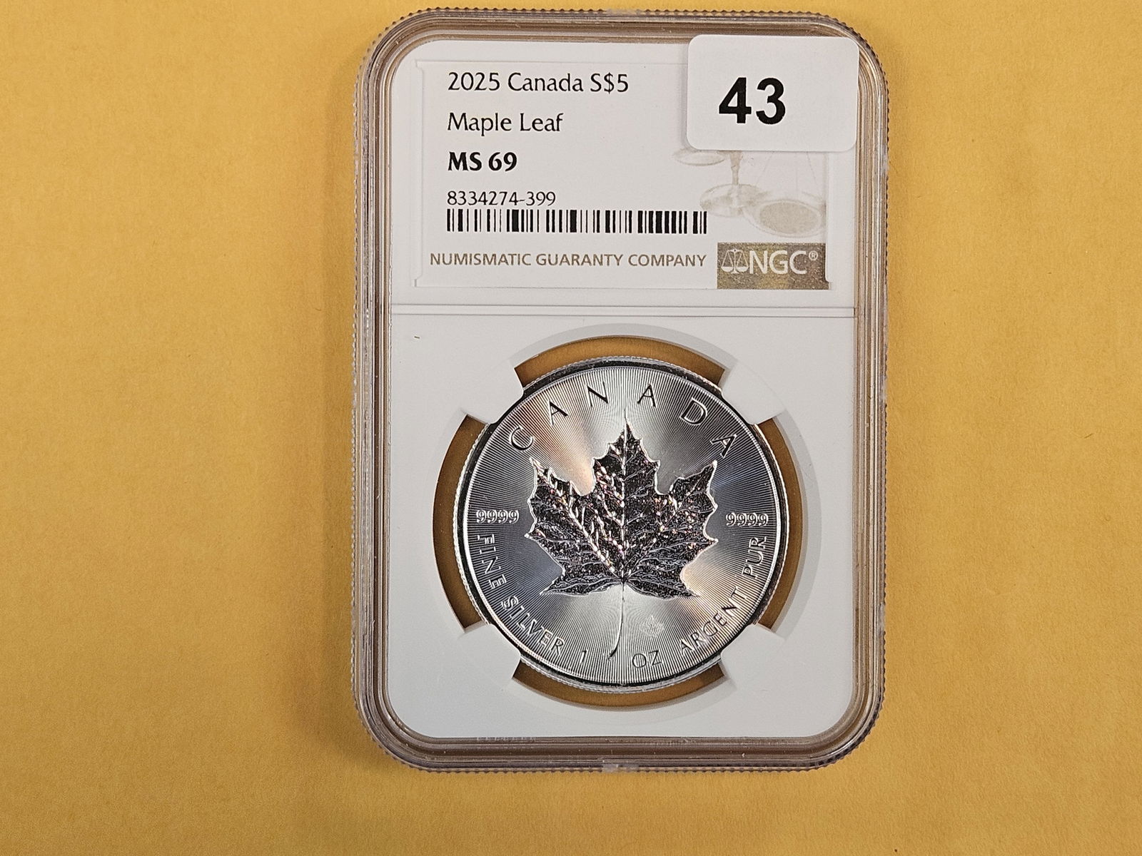 NGC 2025 Canada silver $5 Maple Leaf in Mint State 69 - 2
