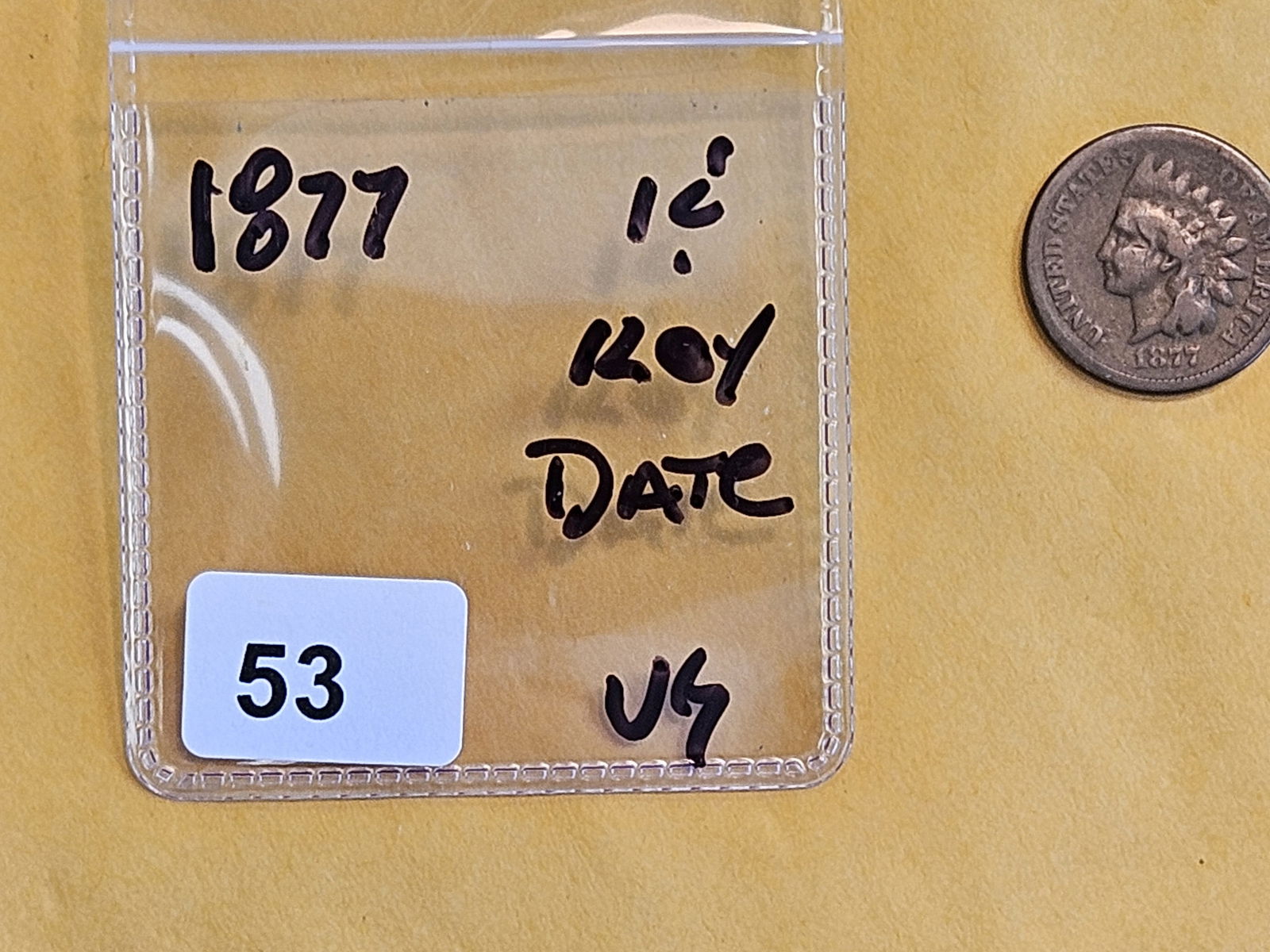 ** KEY DATE ** 1877 Indian Cent in Very Good - 2